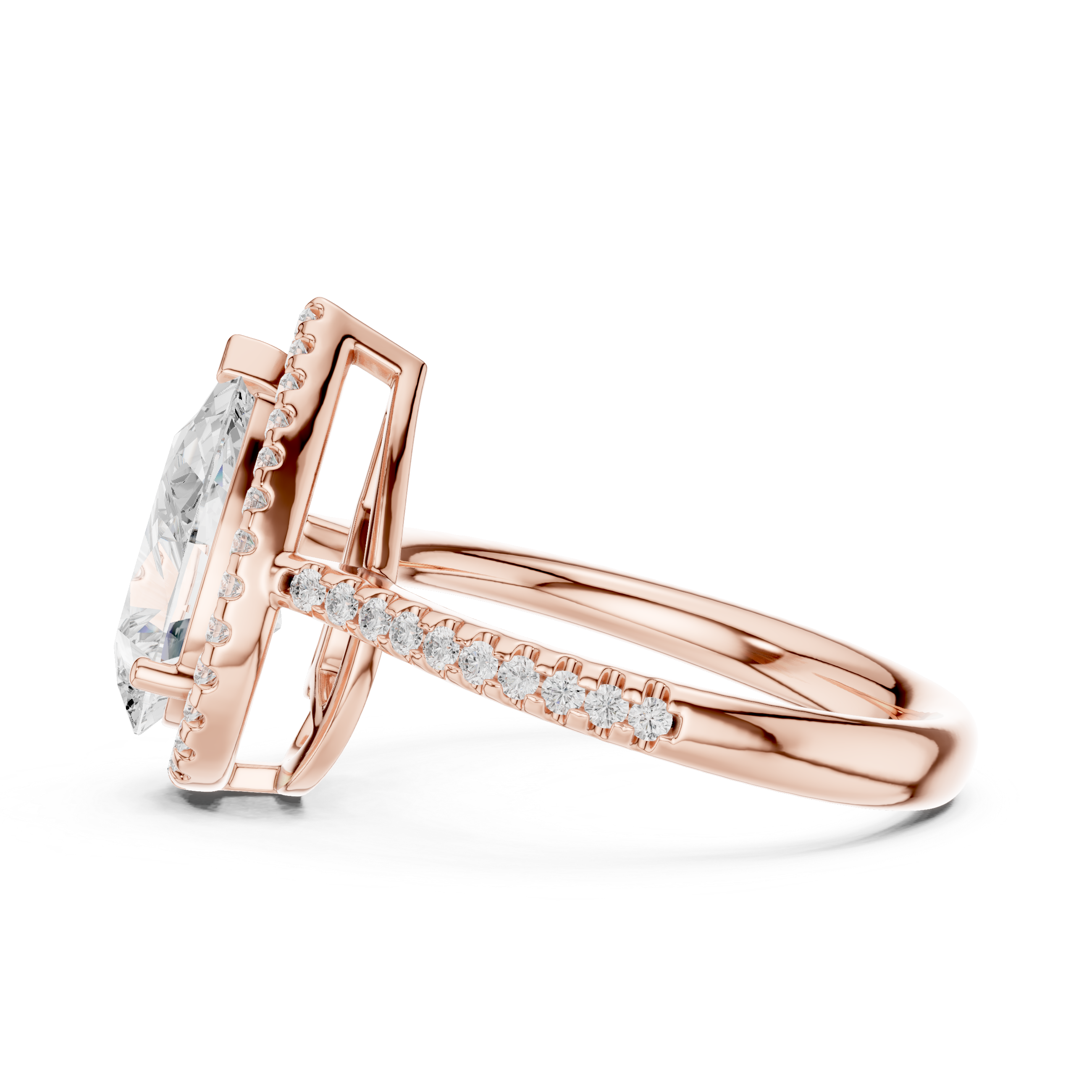 Pear Cut Blue Gemstone Halo Diamond Engagement Ring