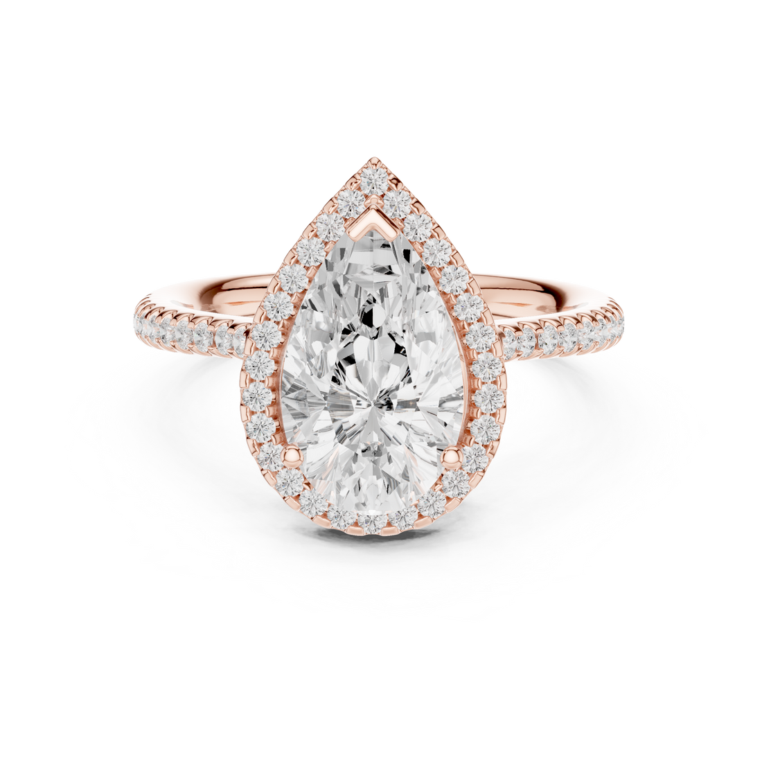 Pear Cut Blue Gemstone Halo Diamond Engagement Ring