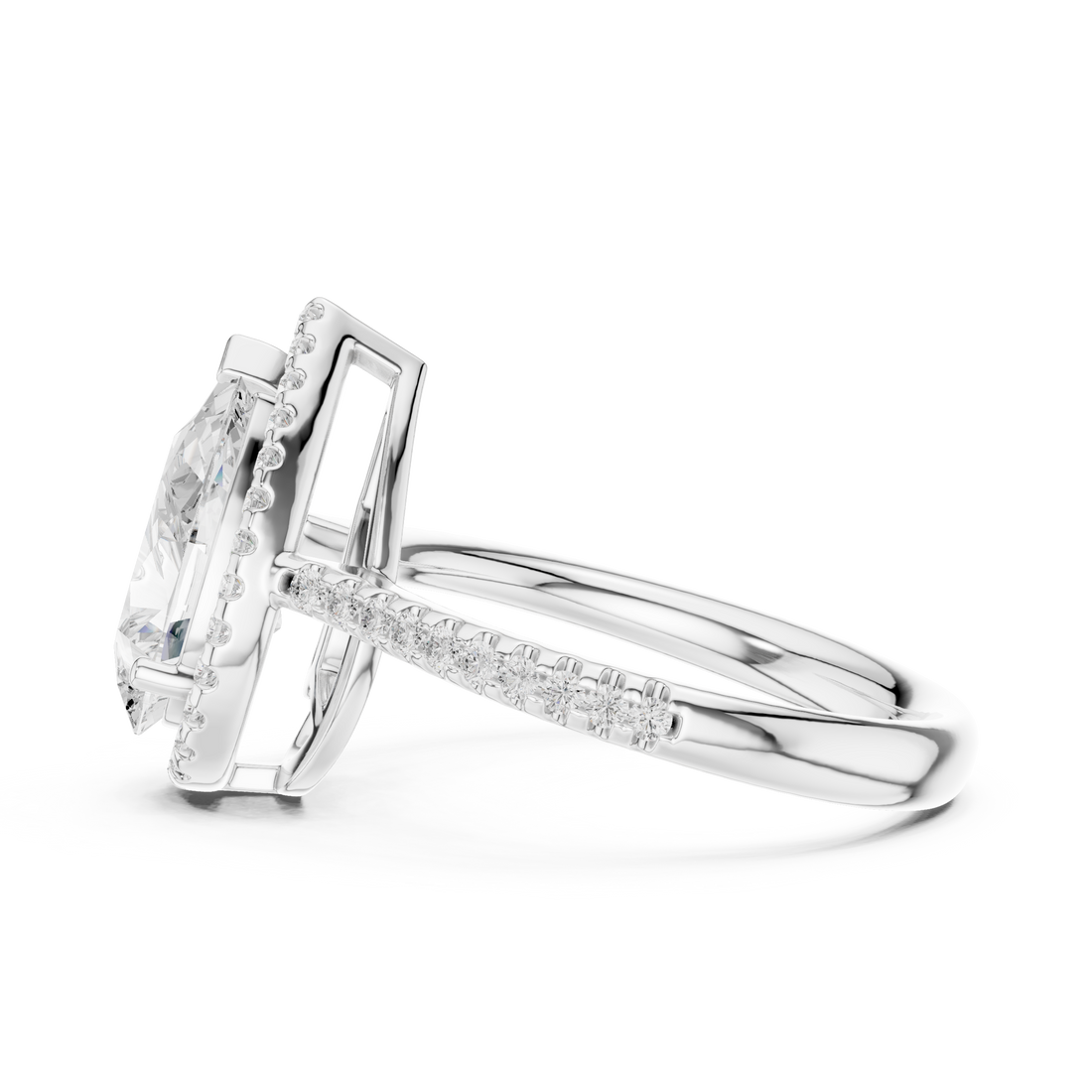 Pear Cut Blue Gemstone Halo Diamond Engagement Ring