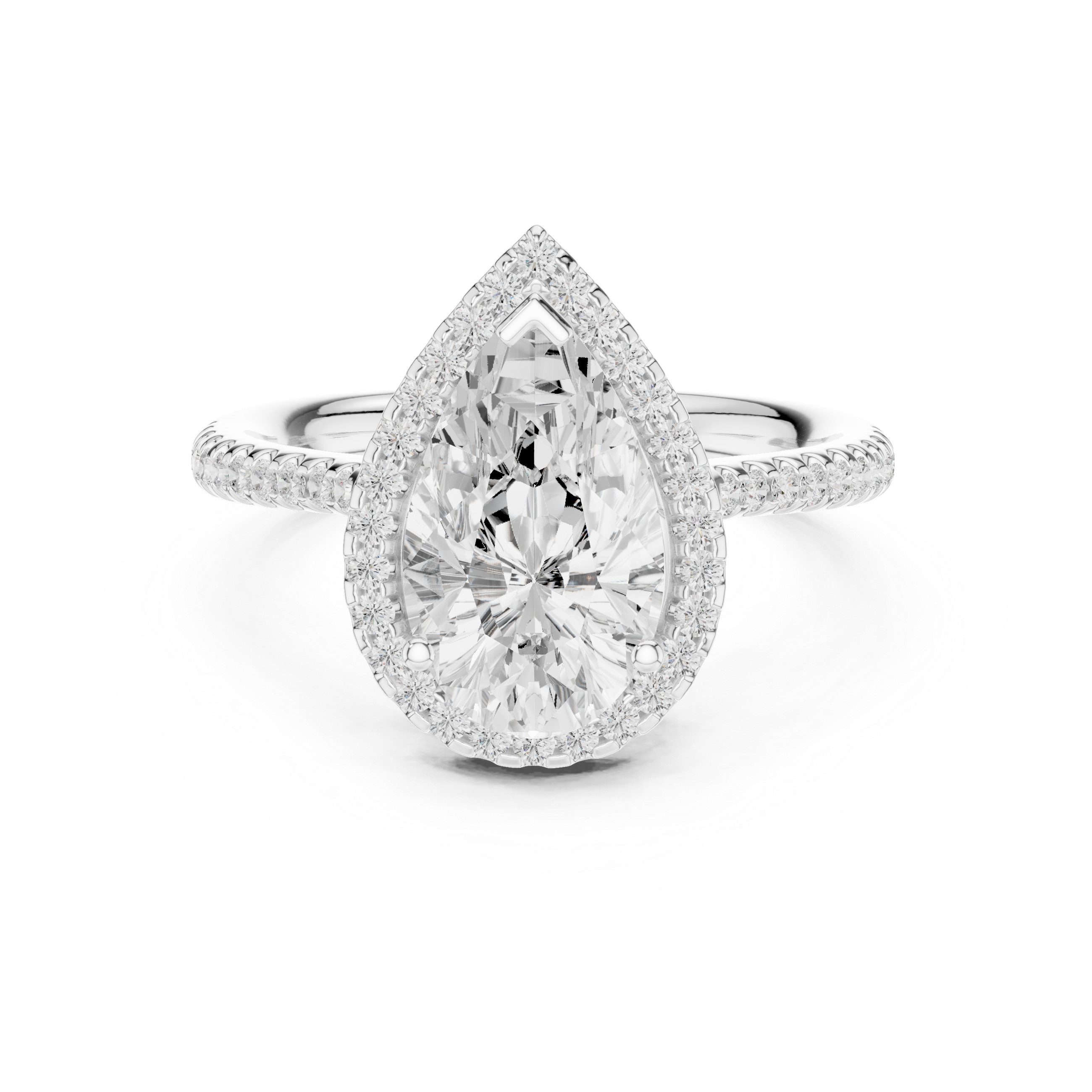 Pear Cut Blue Gemstone Halo Diamond Engagement Ring