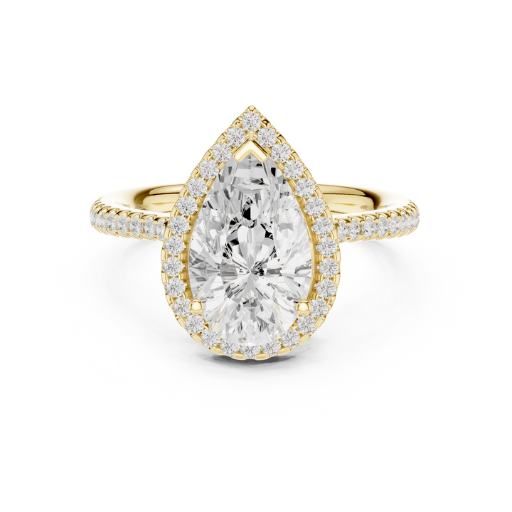 Pear Cut Blue Gemstone Halo Diamond Engagement Ring