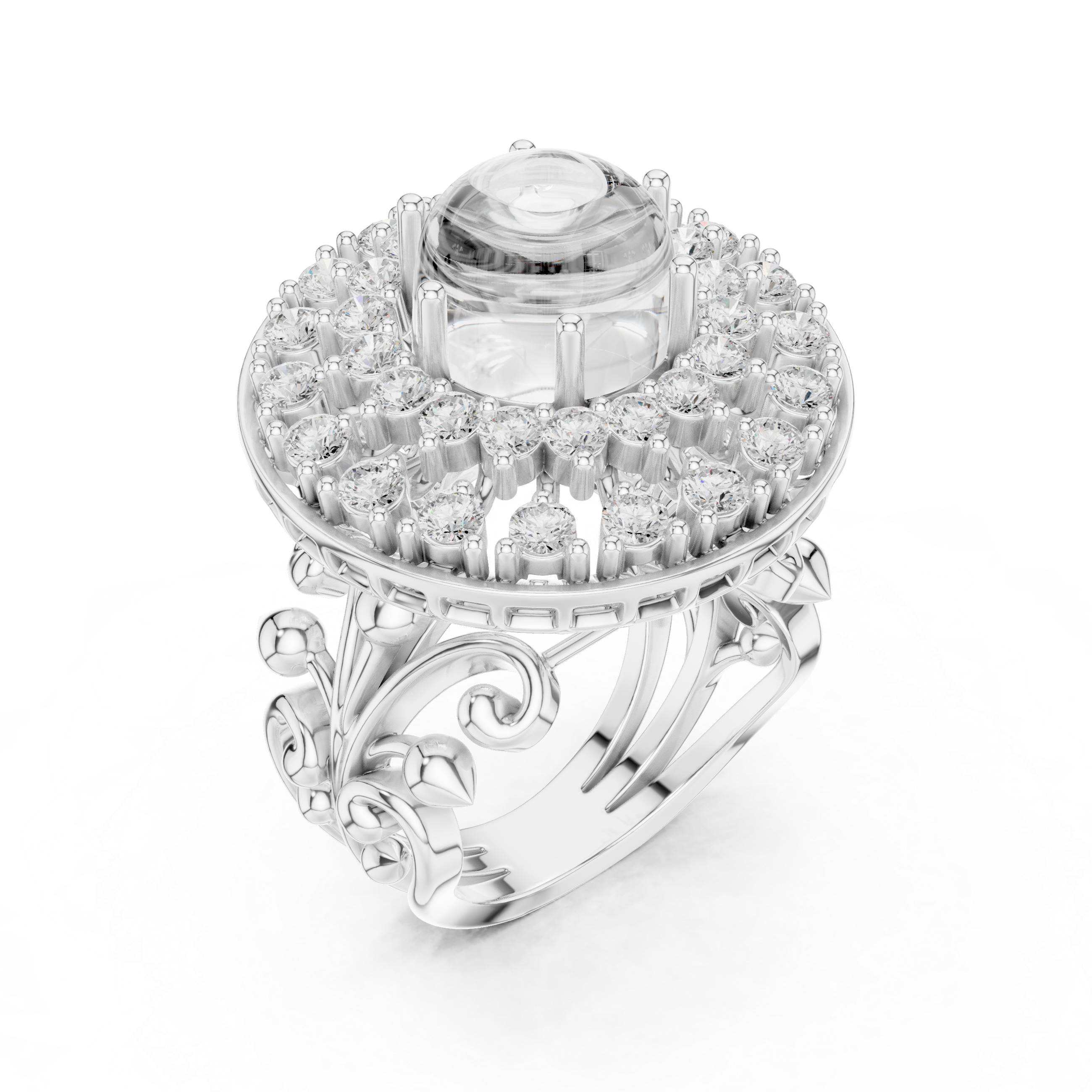 Luxury men's diamond band featuring row of sparkling stones.