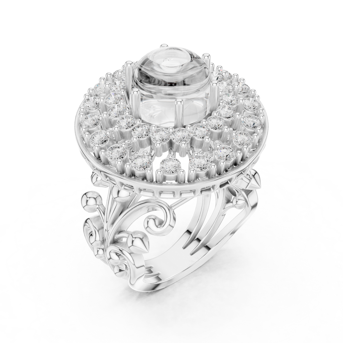 Luxury men's diamond band featuring row of sparkling stones.