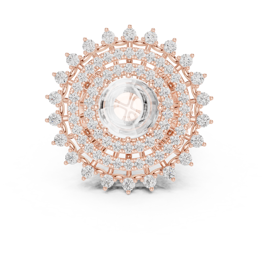 Blue Cabochon Halo Diamond Statement Ring