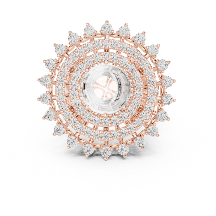 Blue Cabochon Halo Diamond Statement Ring