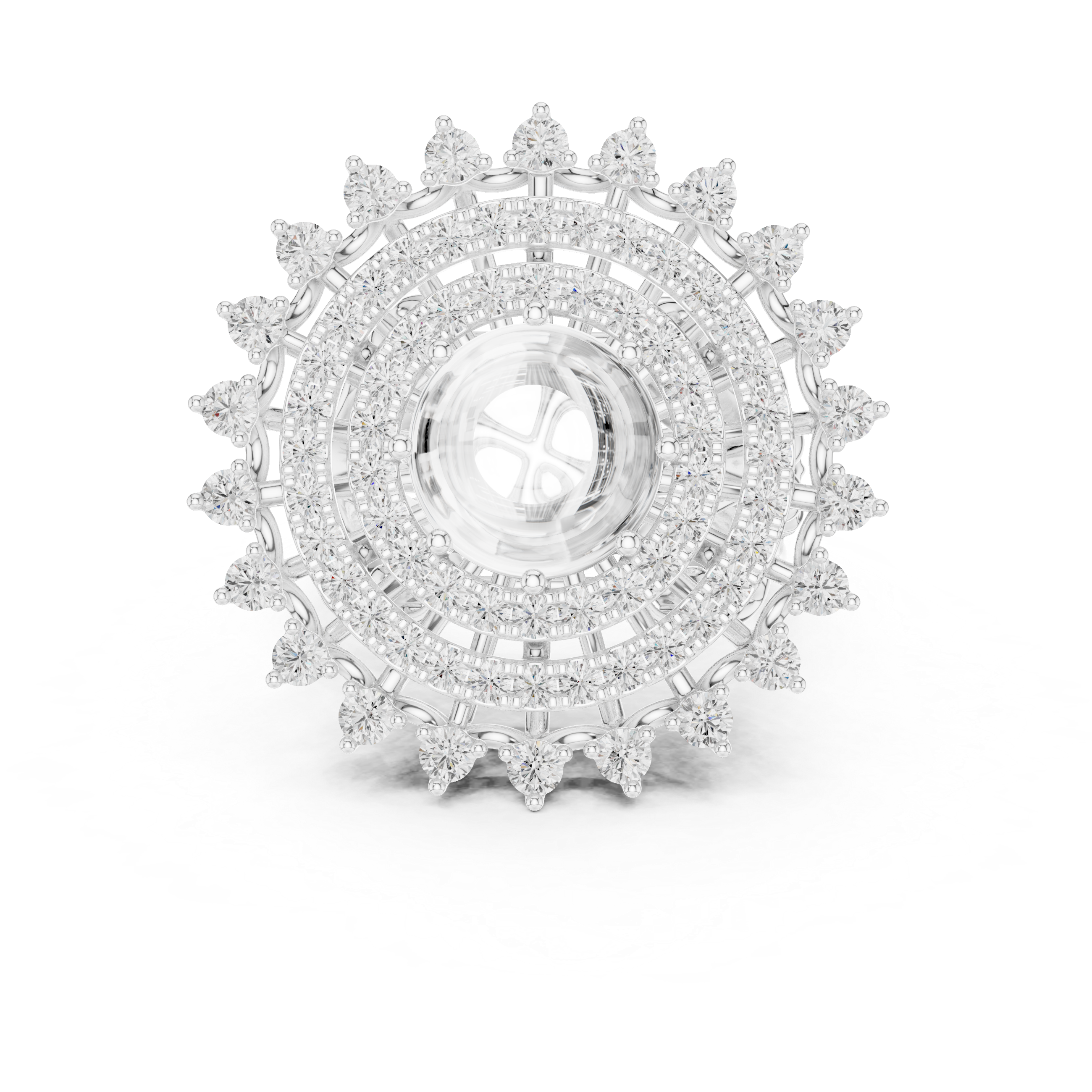 Blue Cabochon Halo Diamond Statement Ring