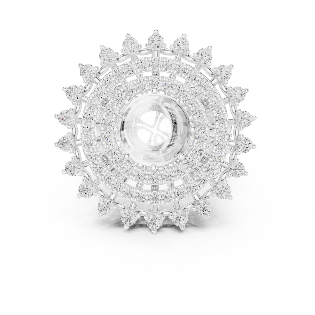 Blue Cabochon Halo Diamond Statement Ring