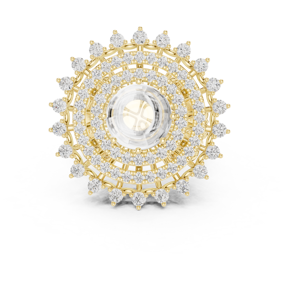 Blue Cabochon Halo Diamond Statement Ring