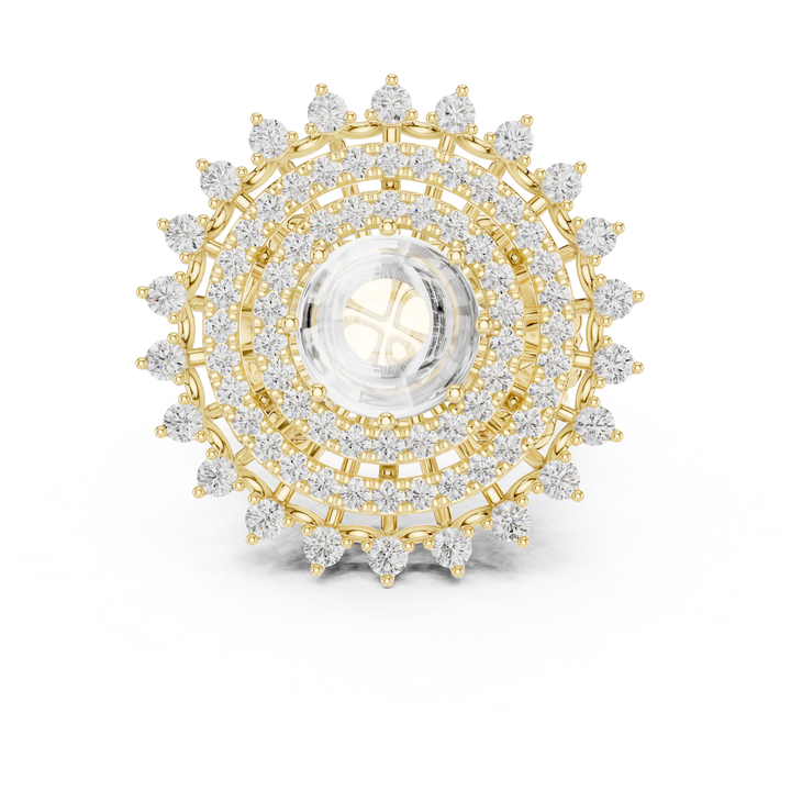 Blue Cabochon Halo Diamond Statement Ring