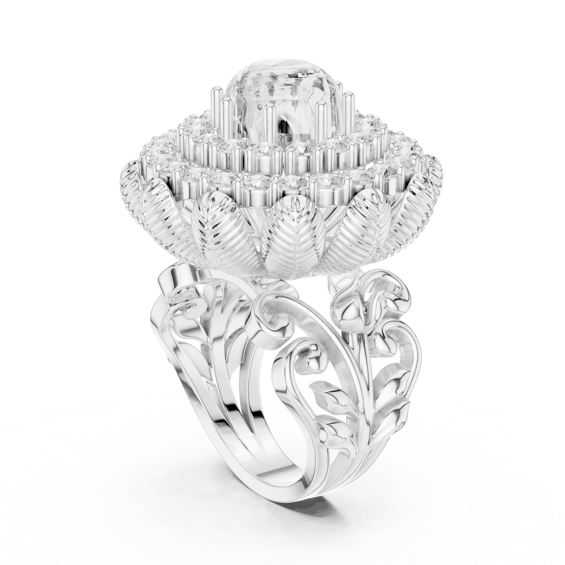 Classic cushion-cut diamond ring with vintage-inspired halo setting and sparkling accents.
