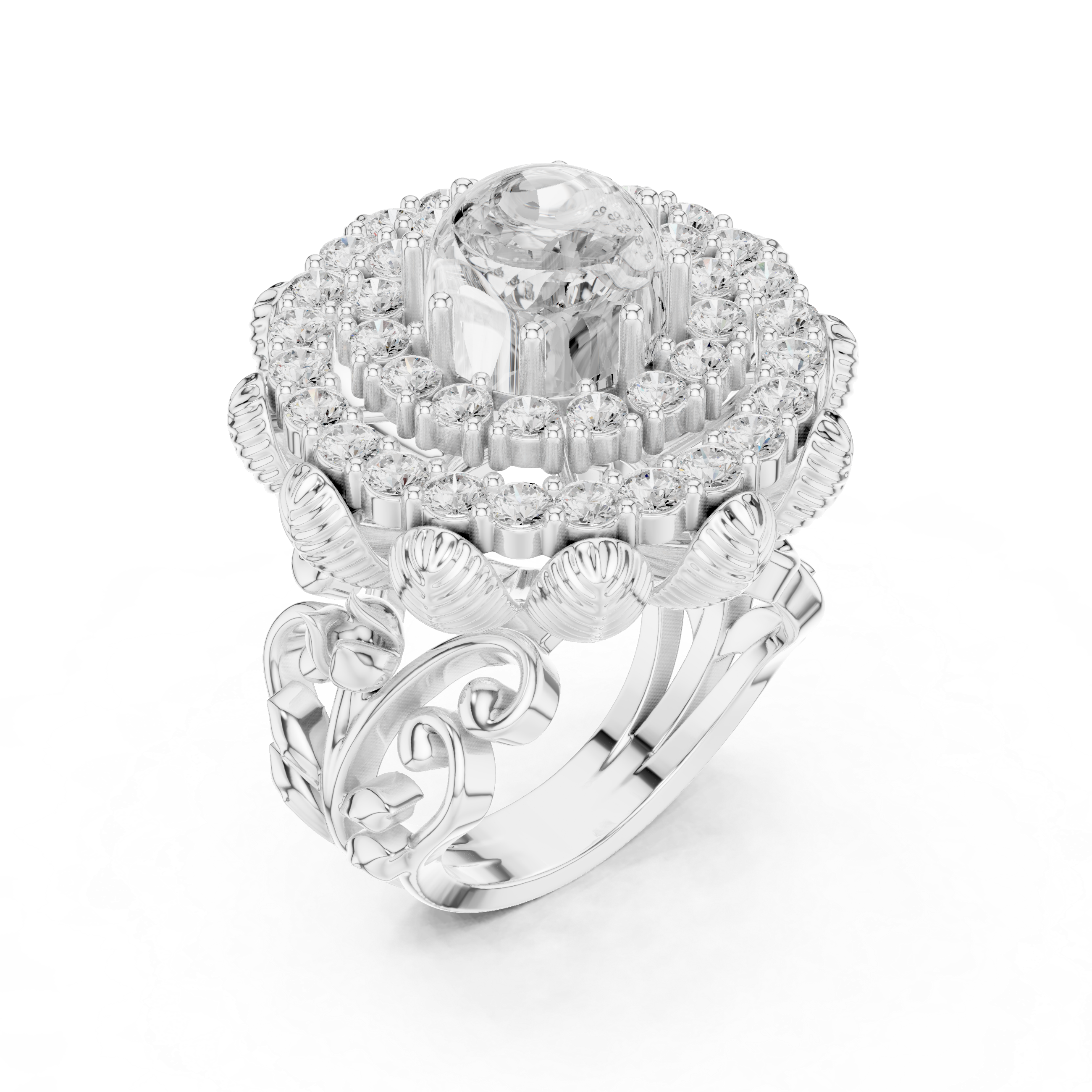 Stylish marquise diamond ring with elongated shape and delicate prong setting.
