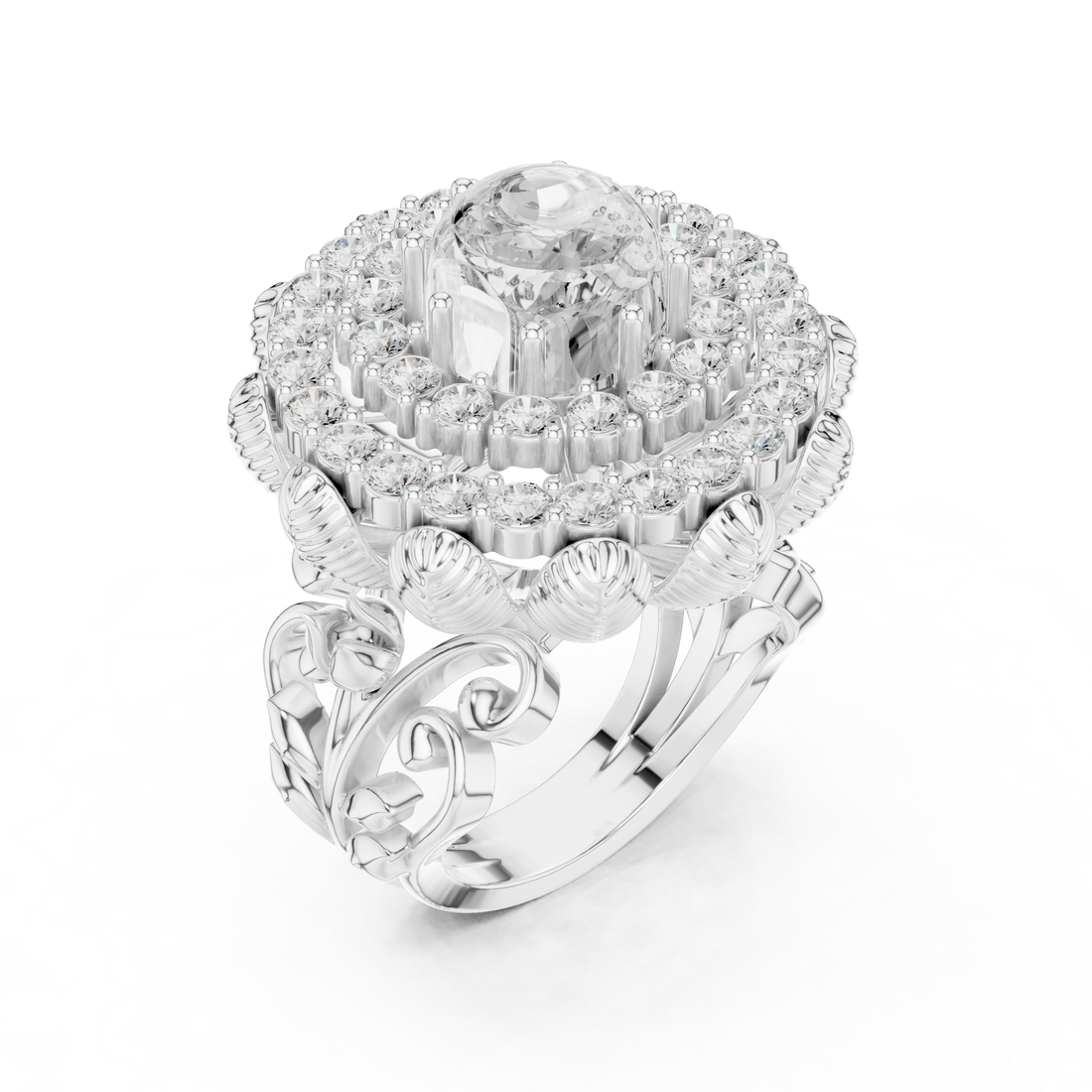 Stylish marquise diamond ring with elongated shape and delicate prong setting.
