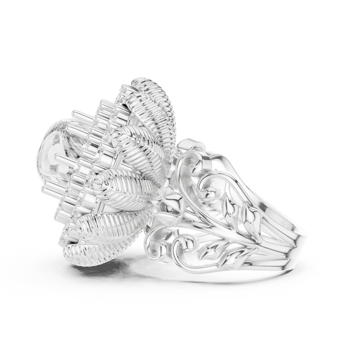 Elegant eternity ring featuring continuous circle of diamonds around the band.