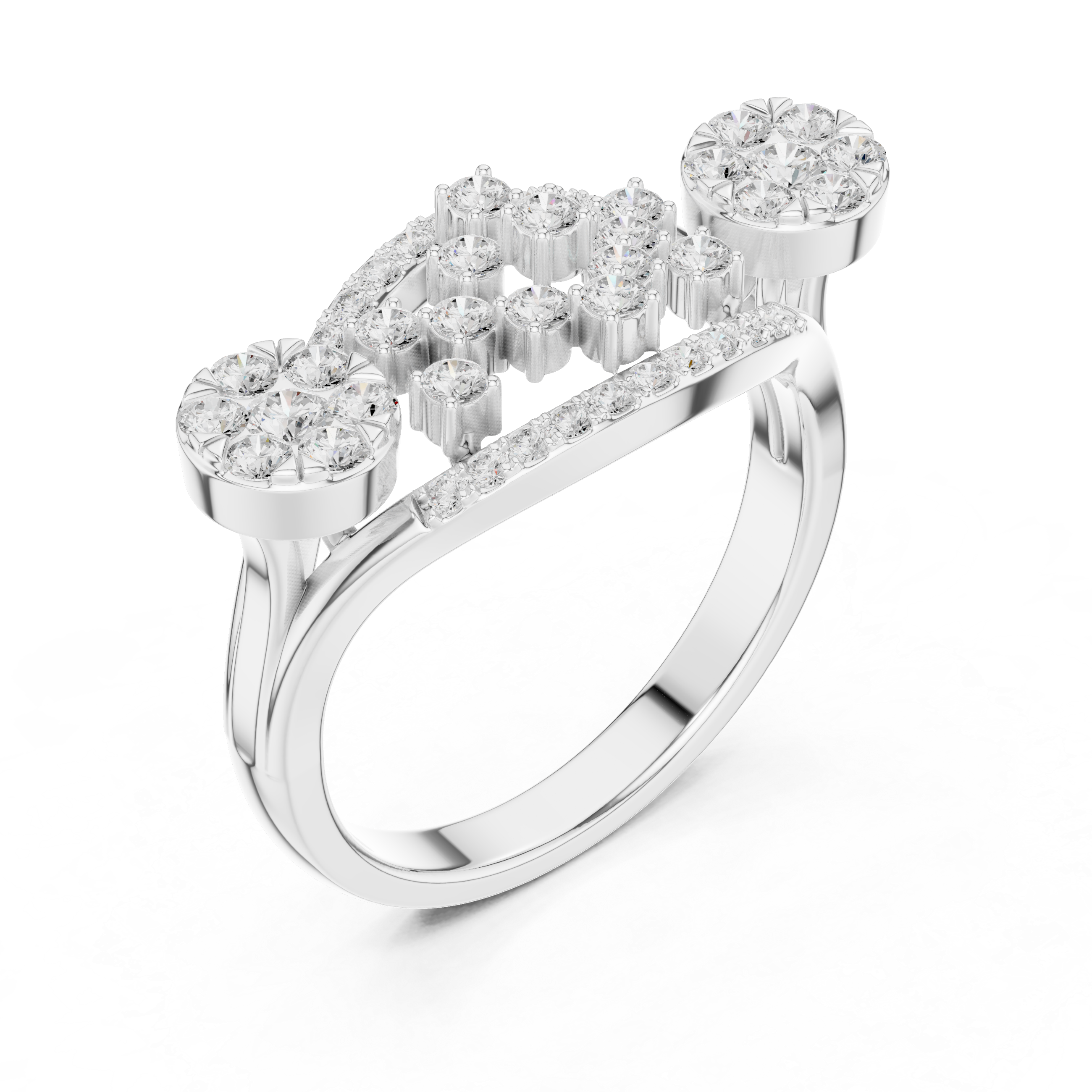 Elegant floral stud earrings crafted with petal-shaped diamond accents.