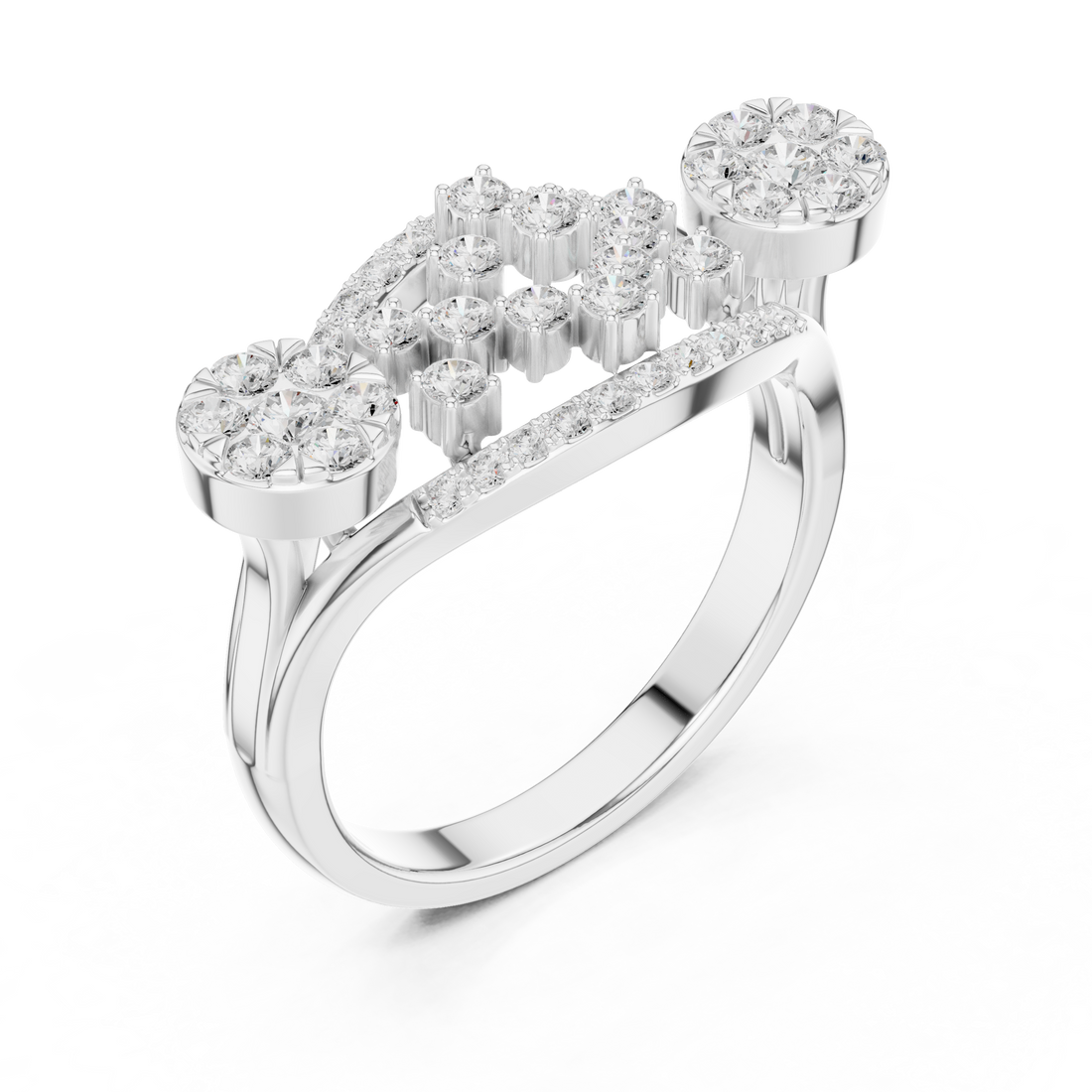 Elegant floral stud earrings crafted with petal-shaped diamond accents.