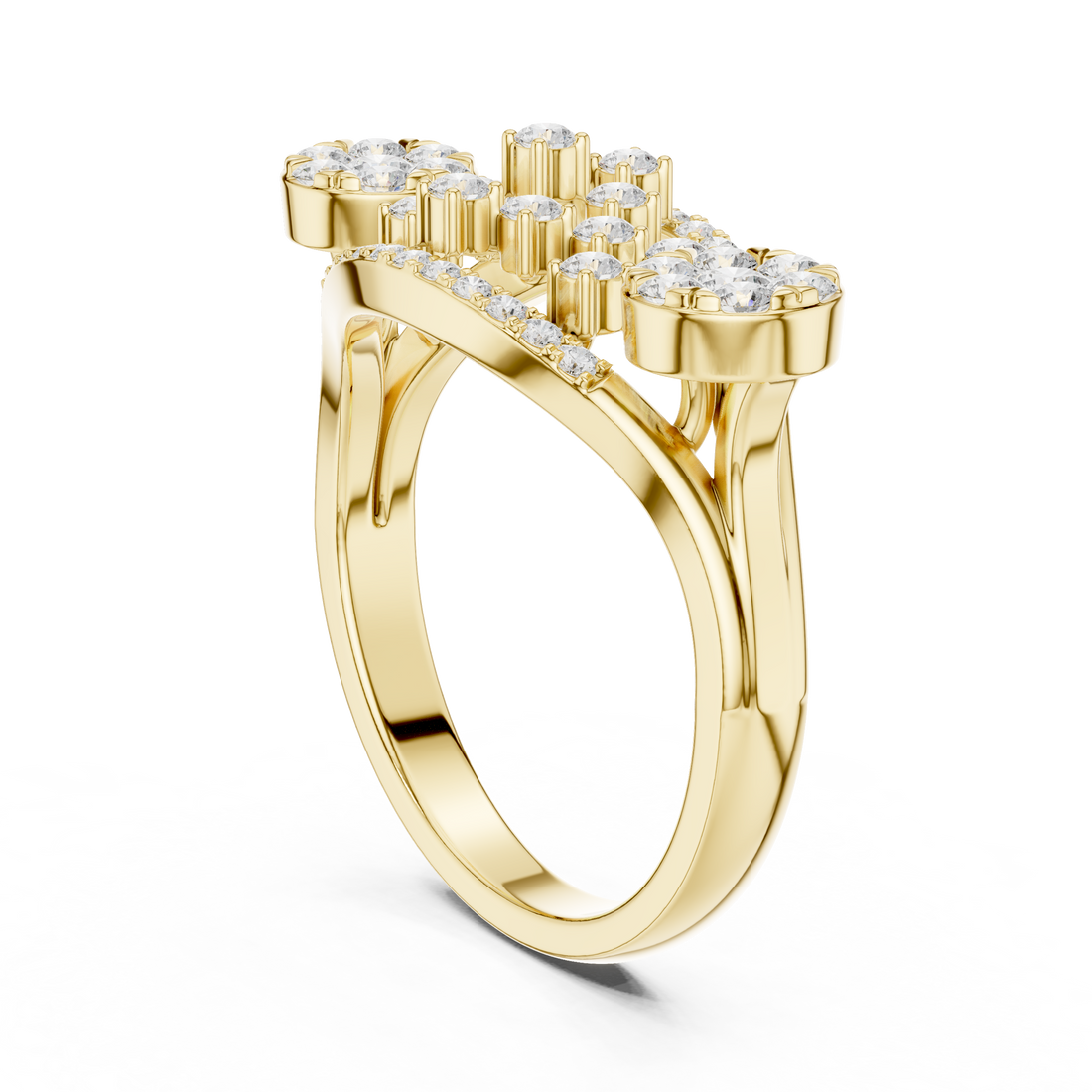 Designer crescent-shaped earrings with curved modern silhouette.