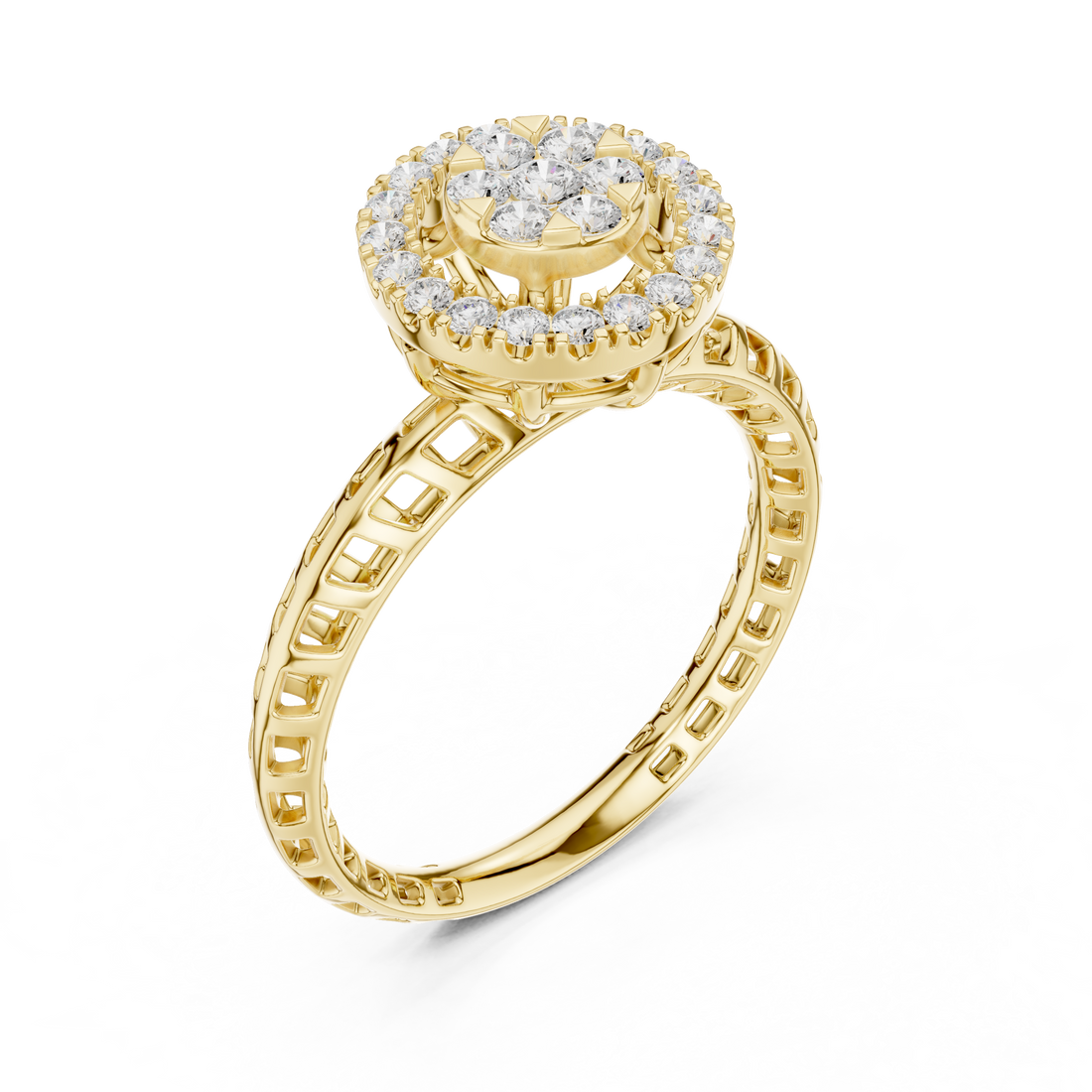 Luxury layered diamond pendant necklace with multiple sparkling stones.