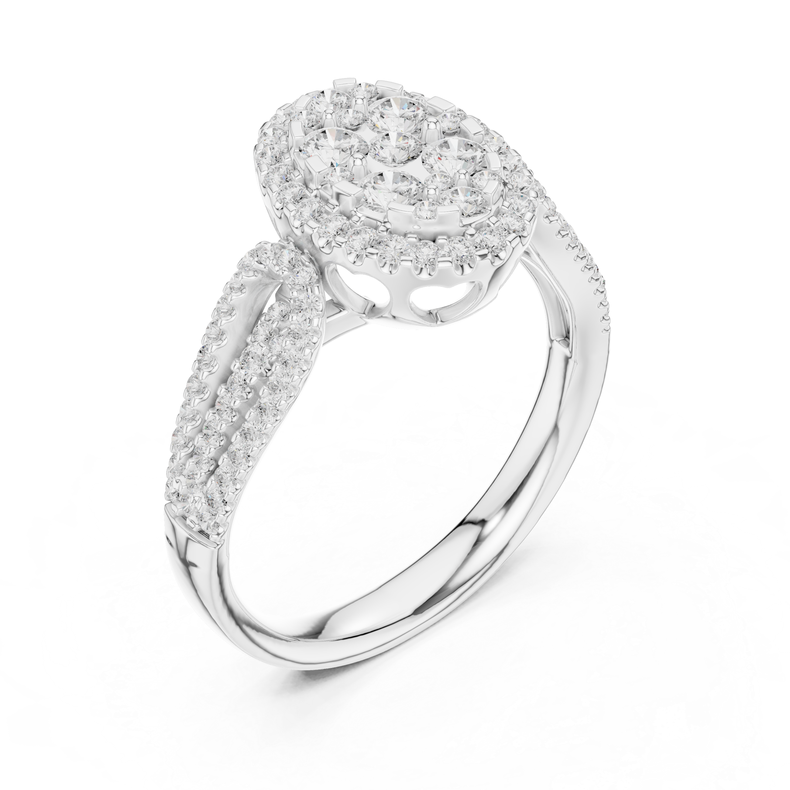 Luxury men's diamond band featuring row of sparkling stones.