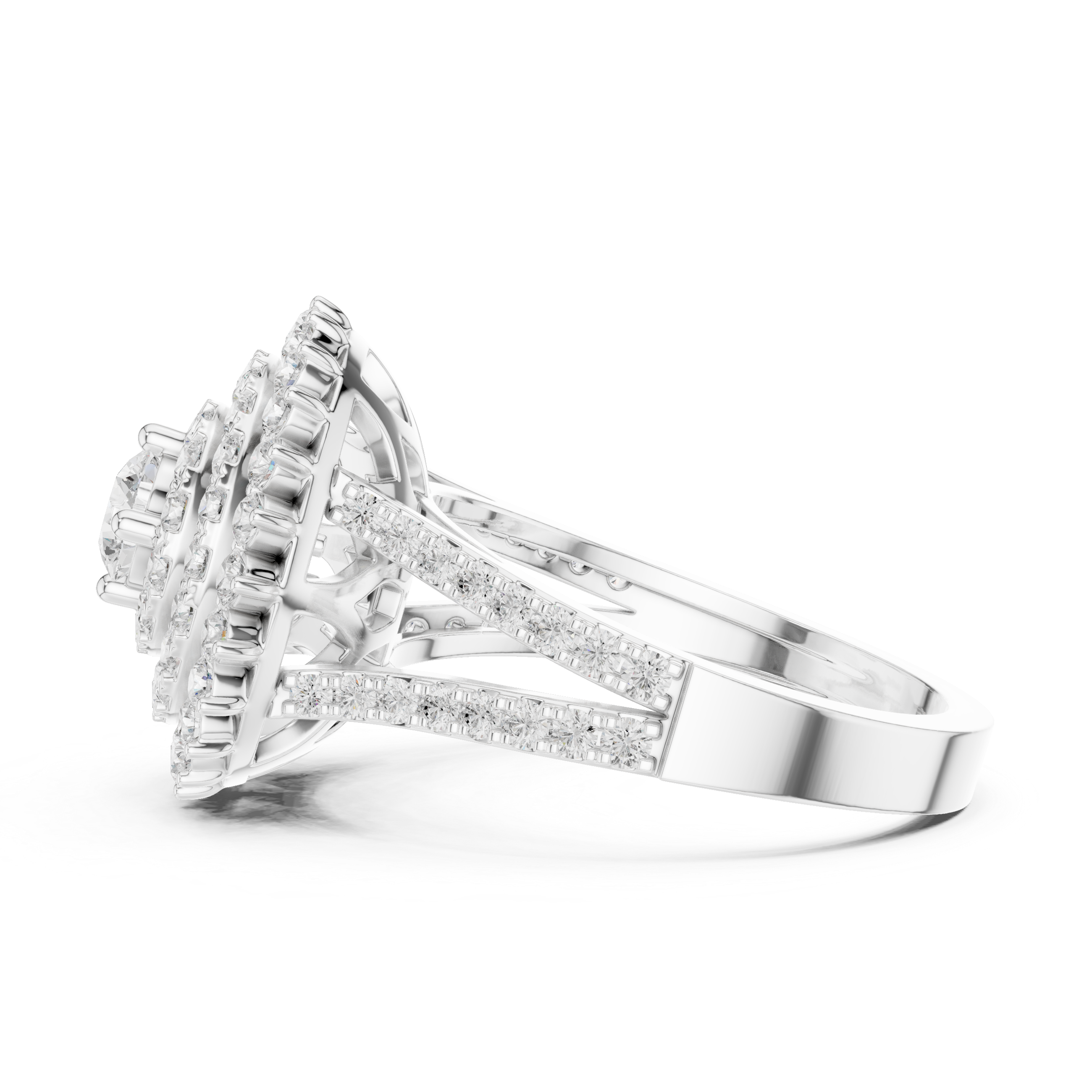 Luxury celebration ring featuring decorative gemstone centerpiece.