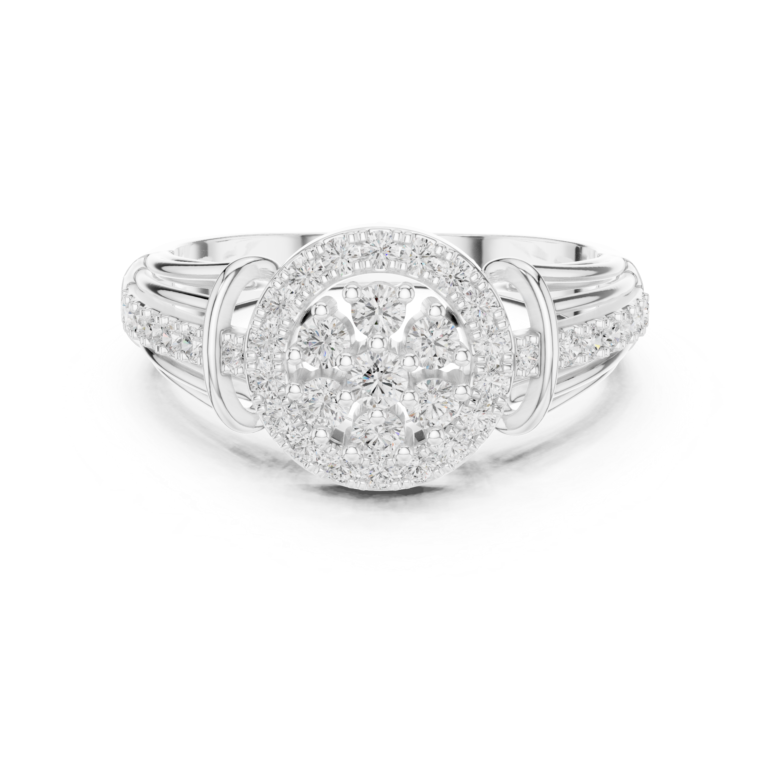 Classic stackable ring with slim gold band designed for layering multiple rings.