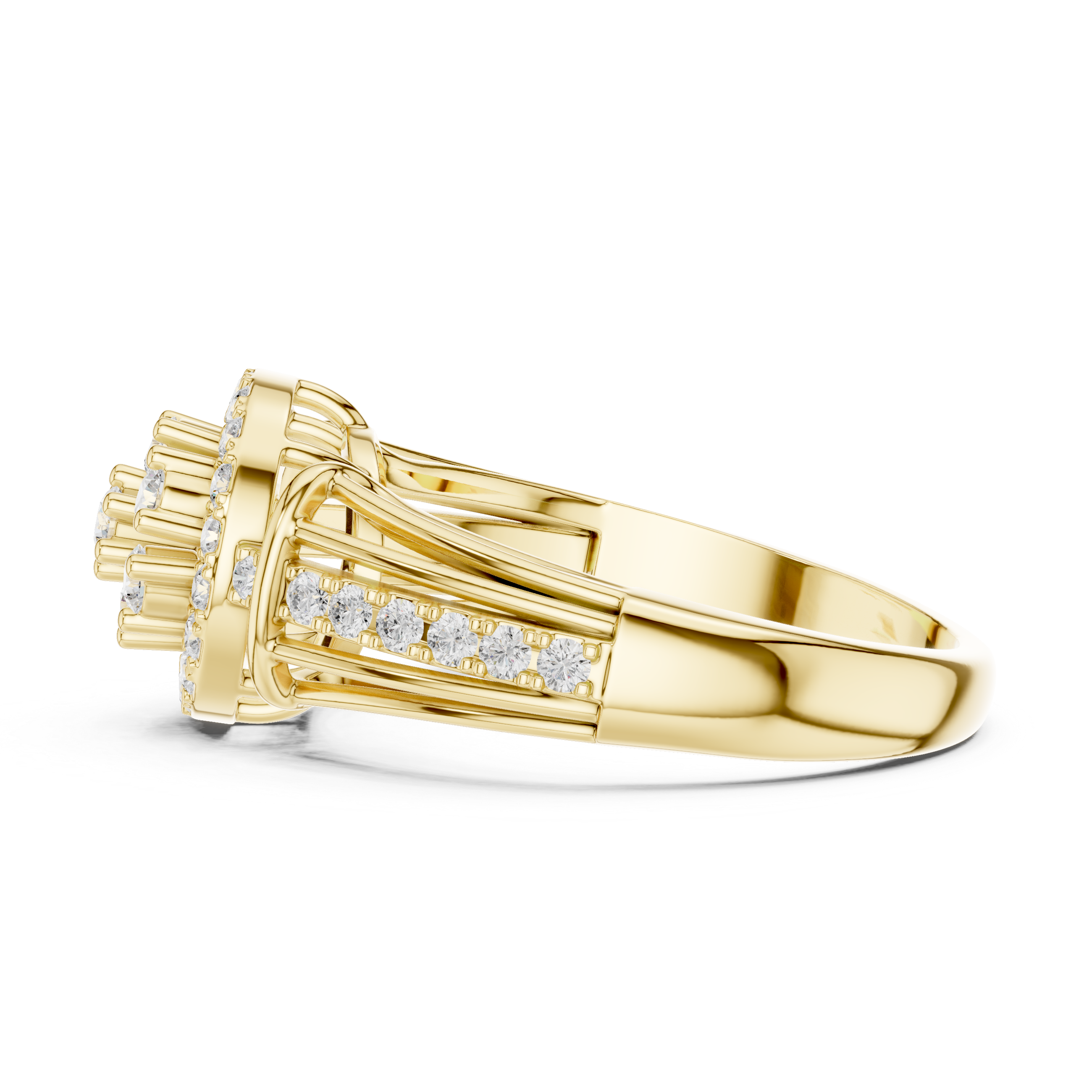 Designer floral diamond ring inspired by blooming flower patterns.