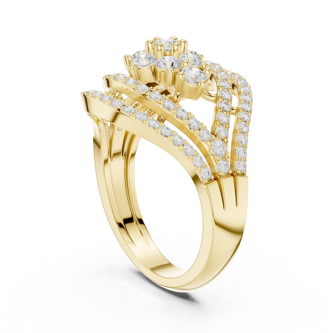 Designer crescent-shaped earrings with curved modern silhouette.