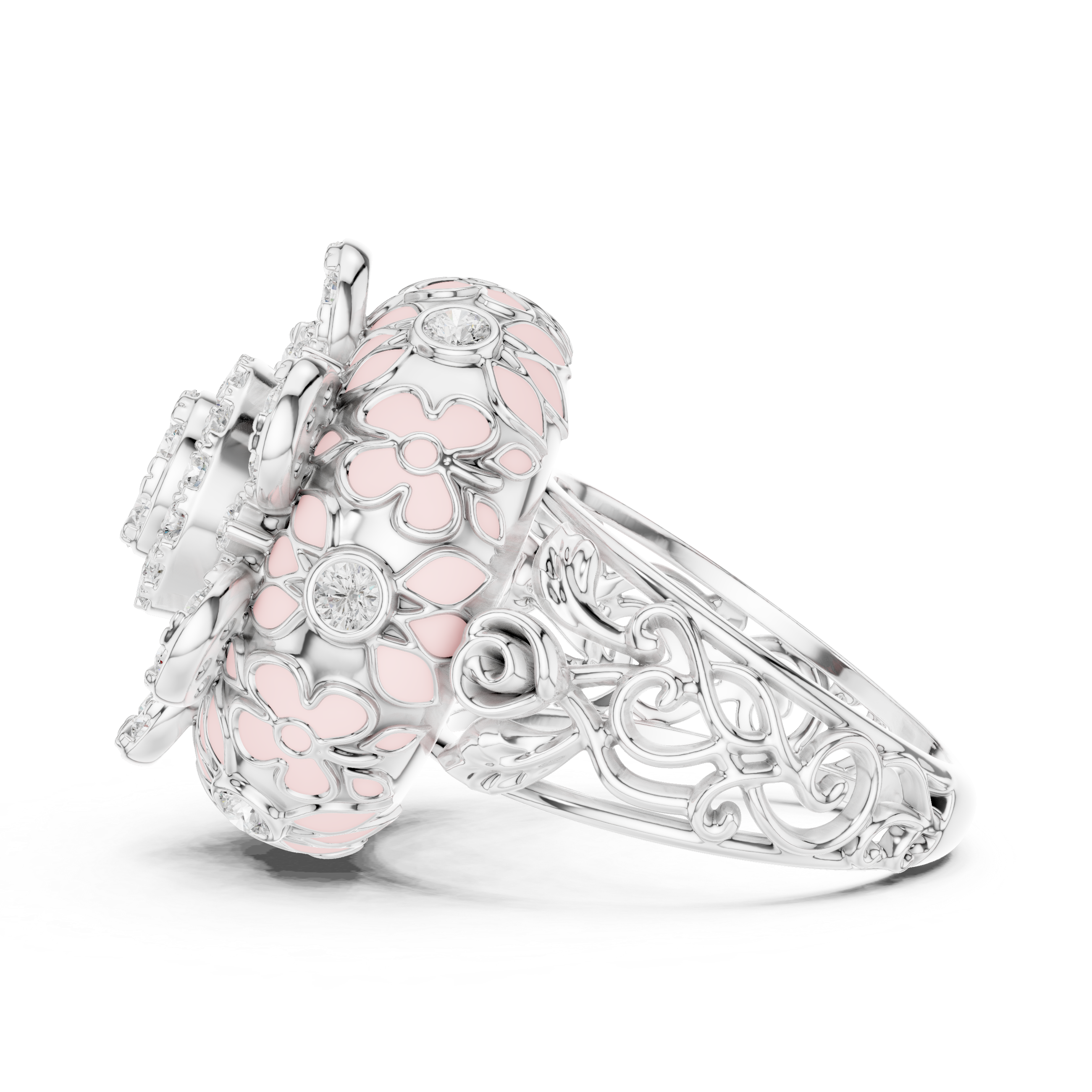 Classic floral brooch featuring detailed petal shapes and polished finish.