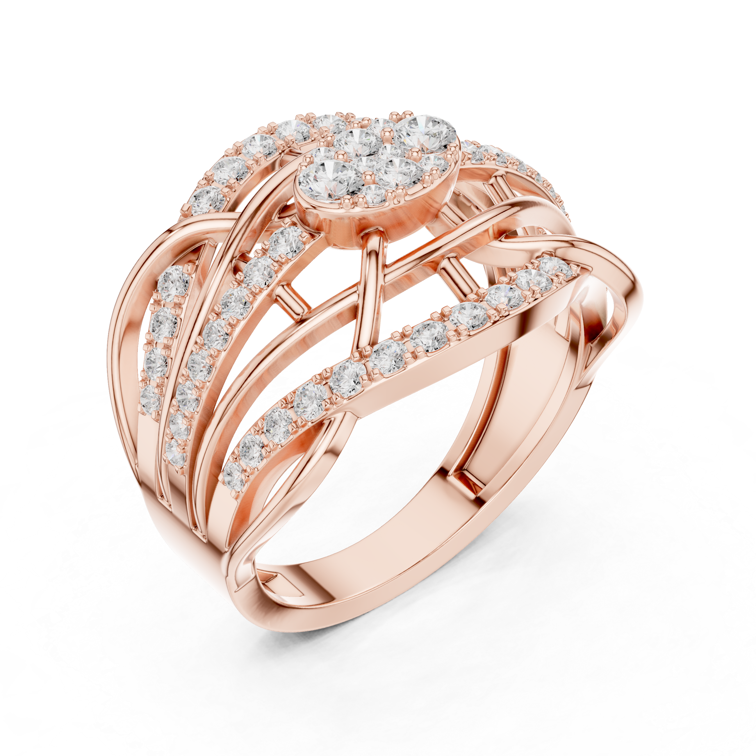 Luxury designer ring featuring artistic sculptural appearance.