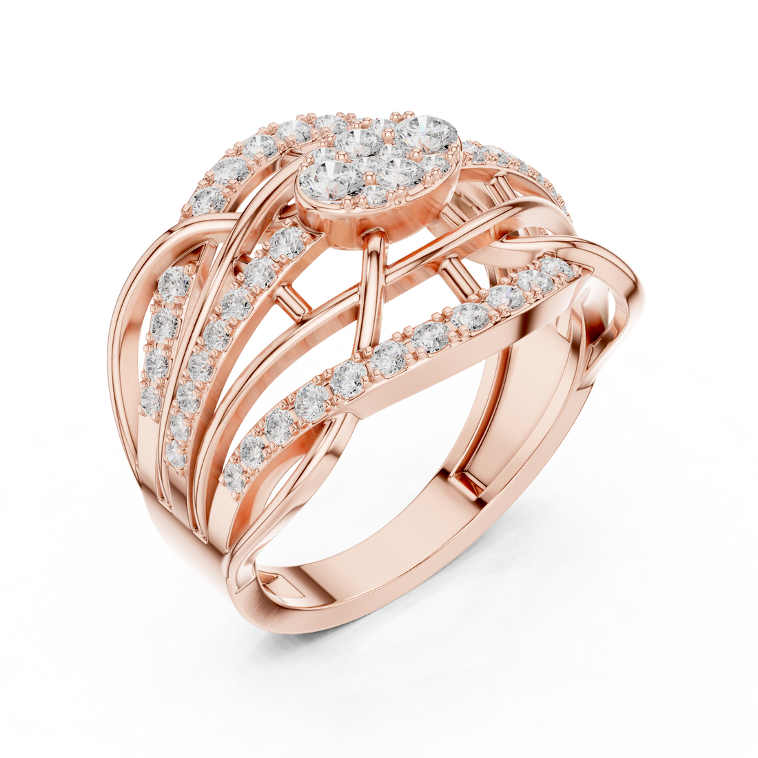 Luxury designer ring featuring artistic sculptural appearance.
