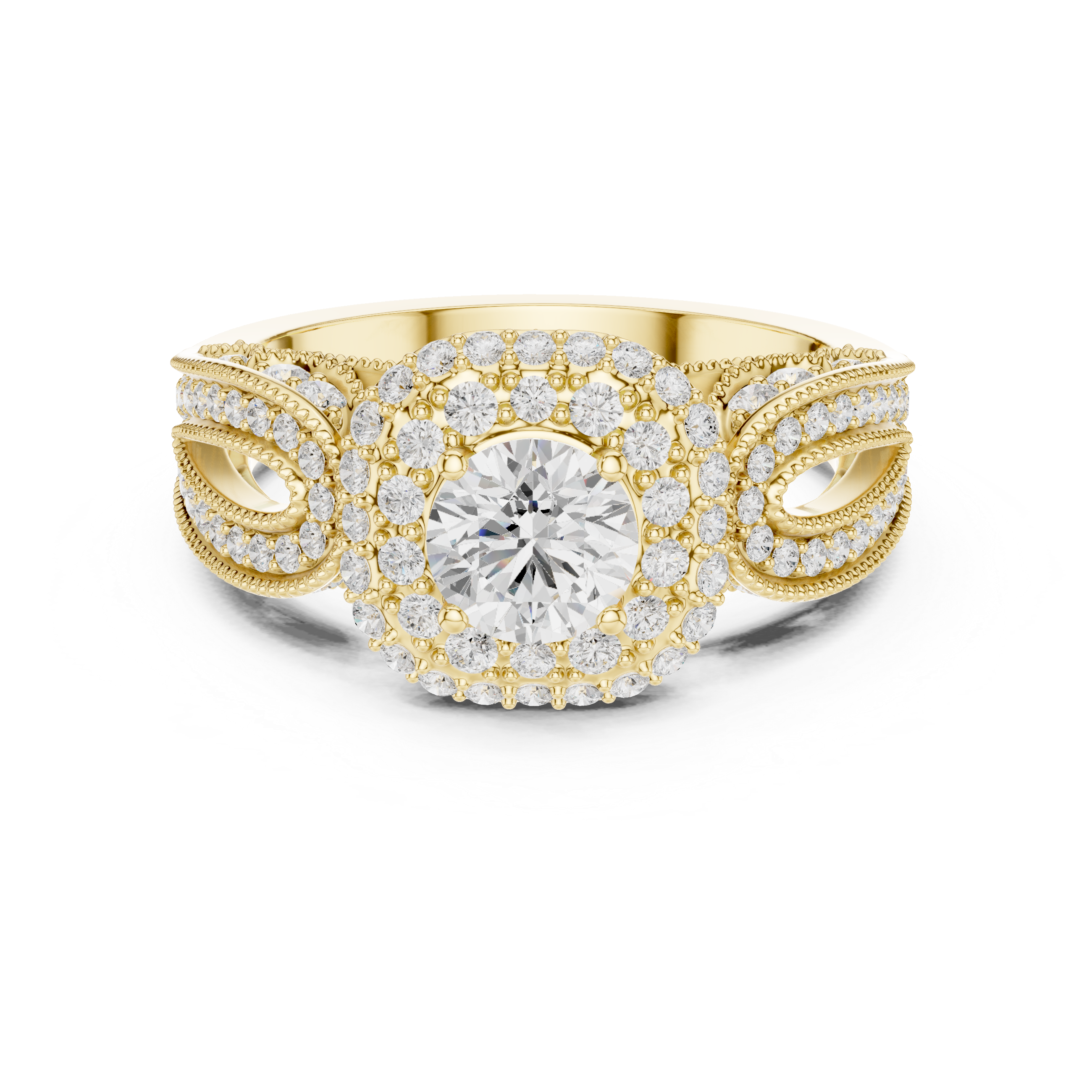 Luxury diamond brooch featuring intricate symmetrical pattern.