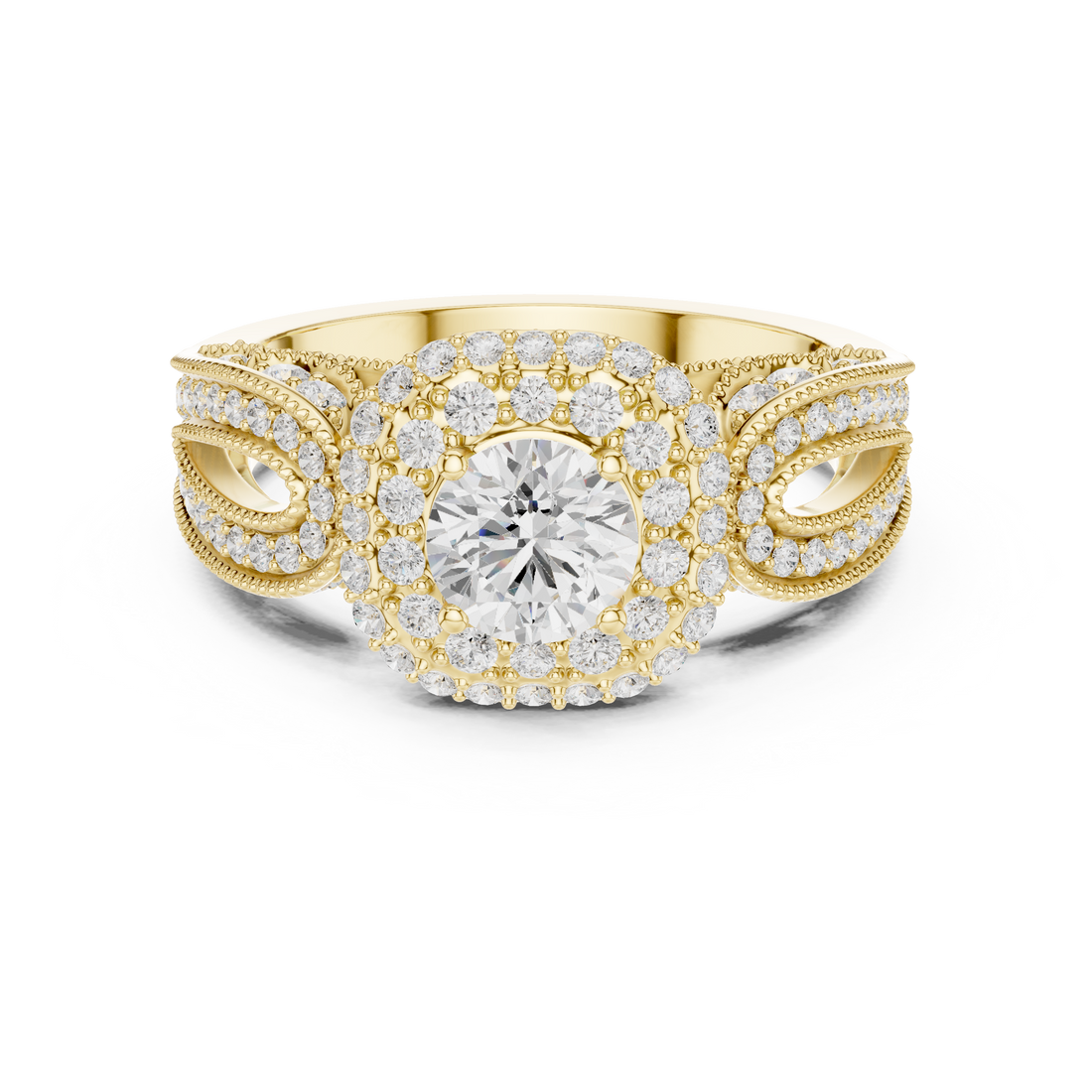 Luxury diamond brooch featuring intricate symmetrical pattern.