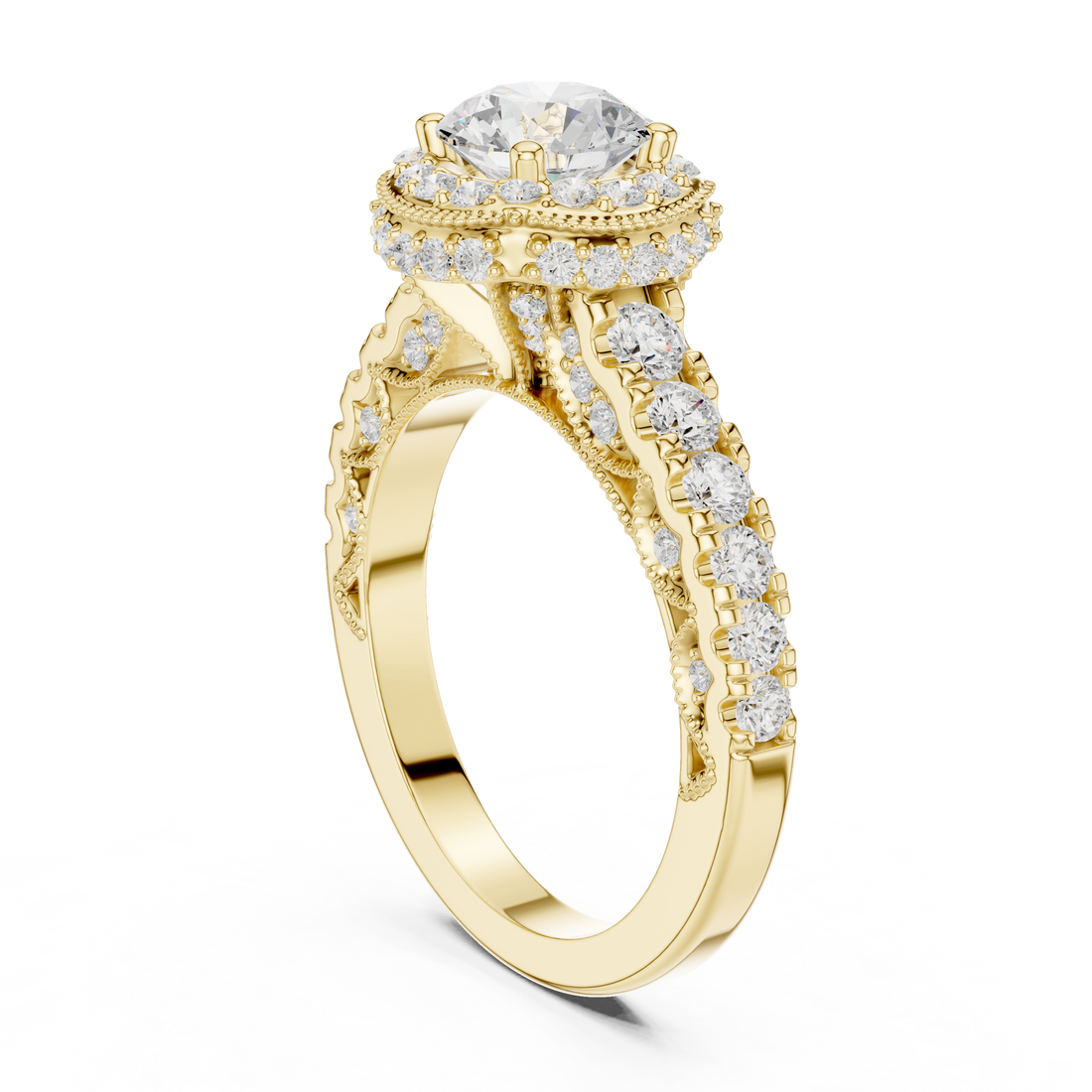 Luxury men's diamond band featuring row of sparkling stones.