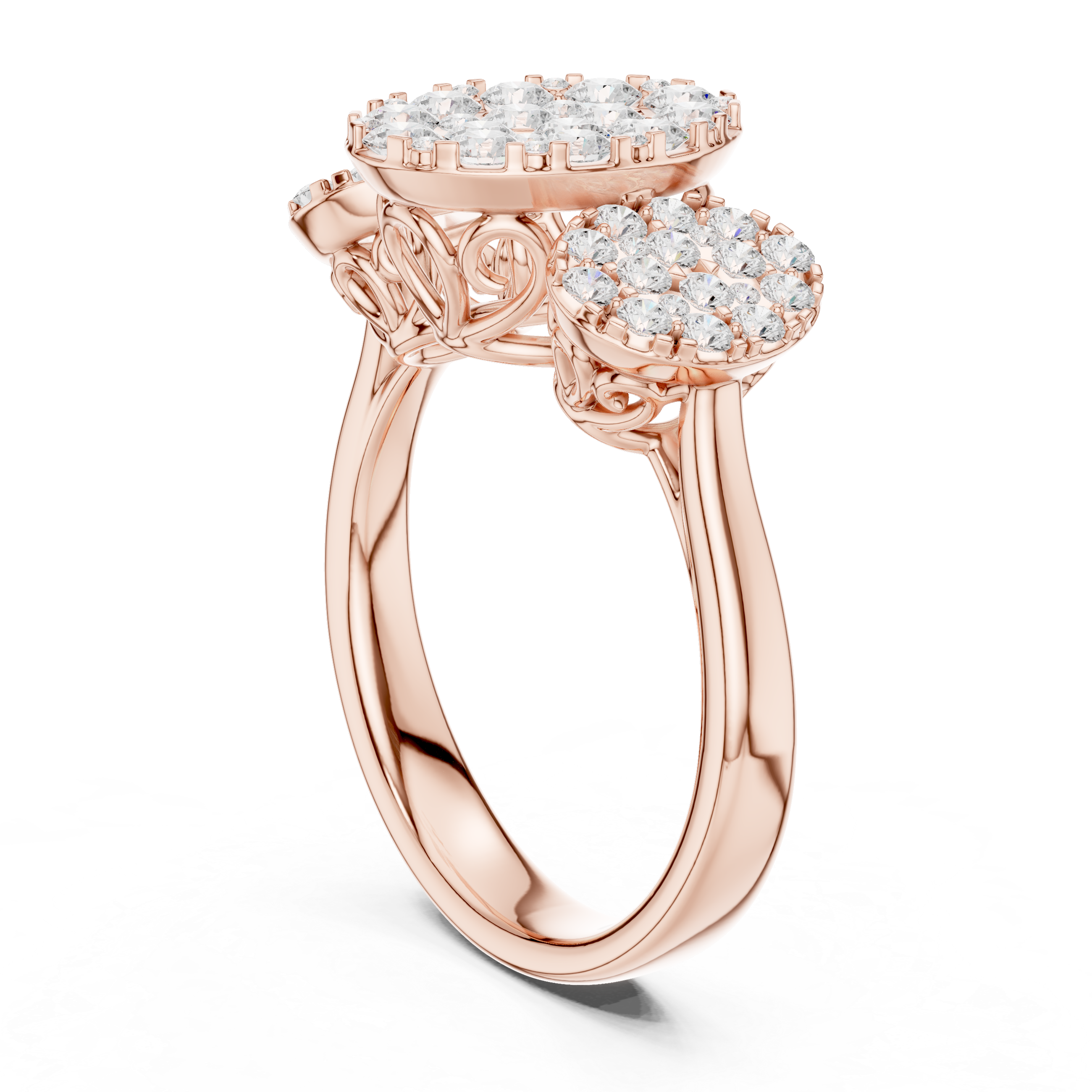 Stylish multi-band ring featuring layered metal structure.