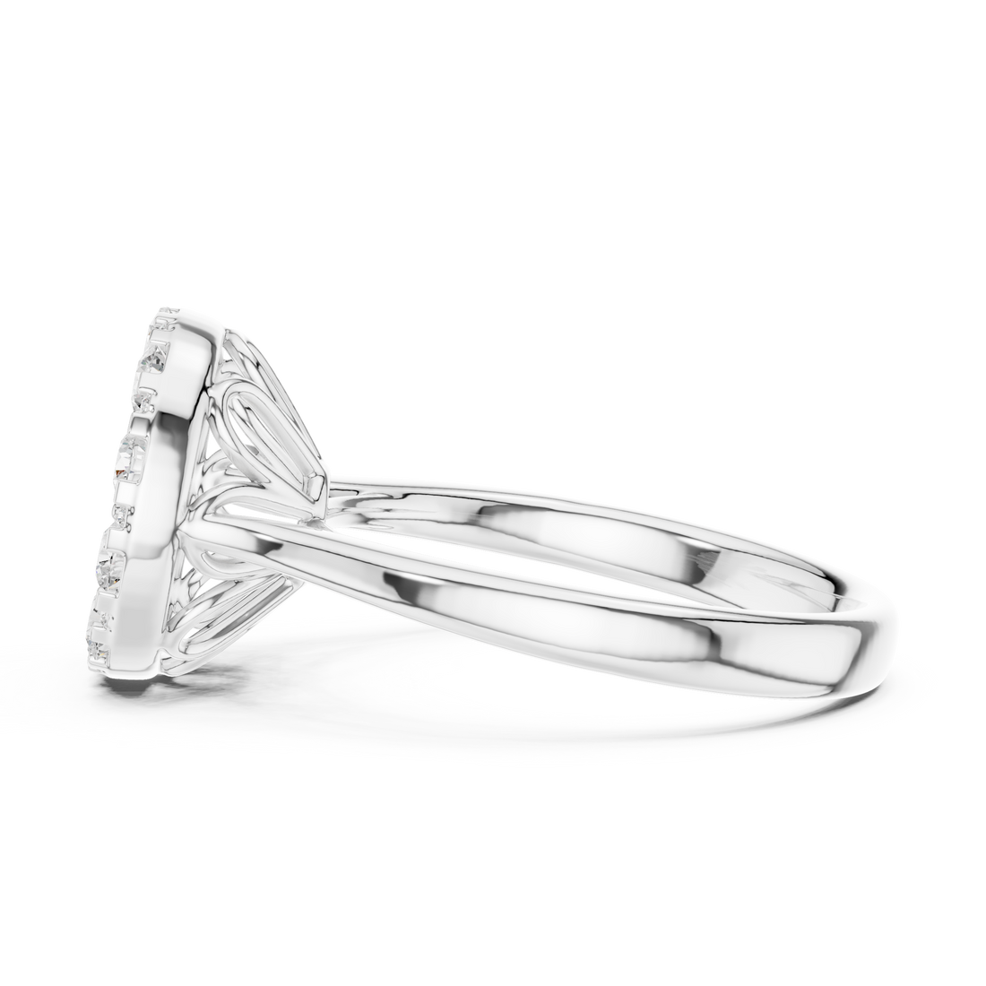Modern promise ring featuring minimalist structure.
