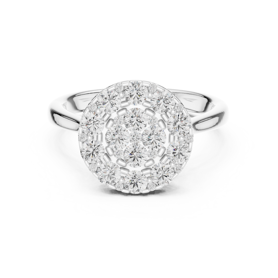 Luxury celebration ring featuring decorative gemstone centerpiece.