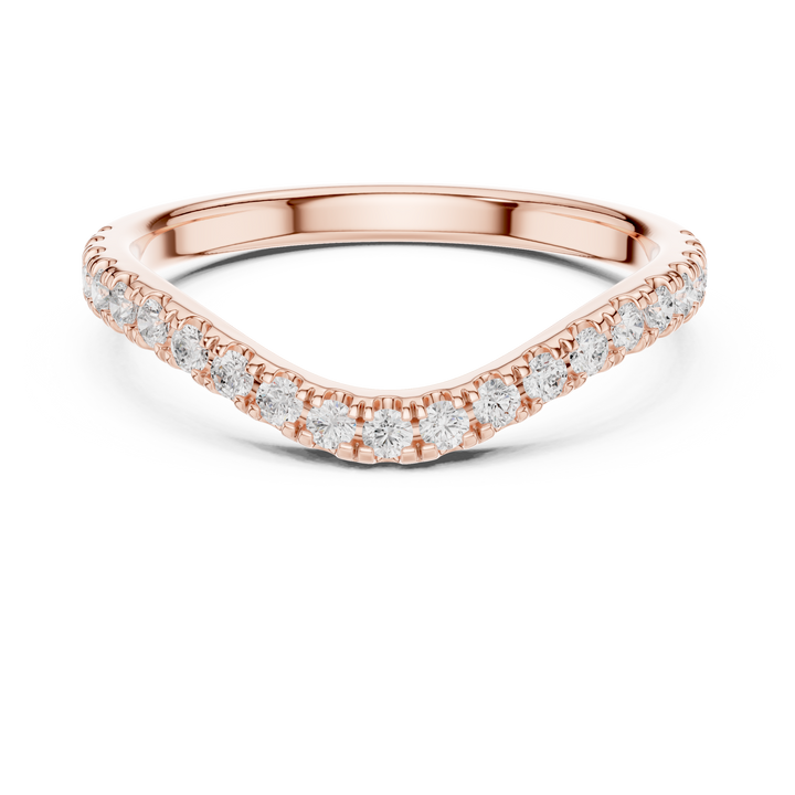 V-Shaped Round Brilliant Diamond Contour Band