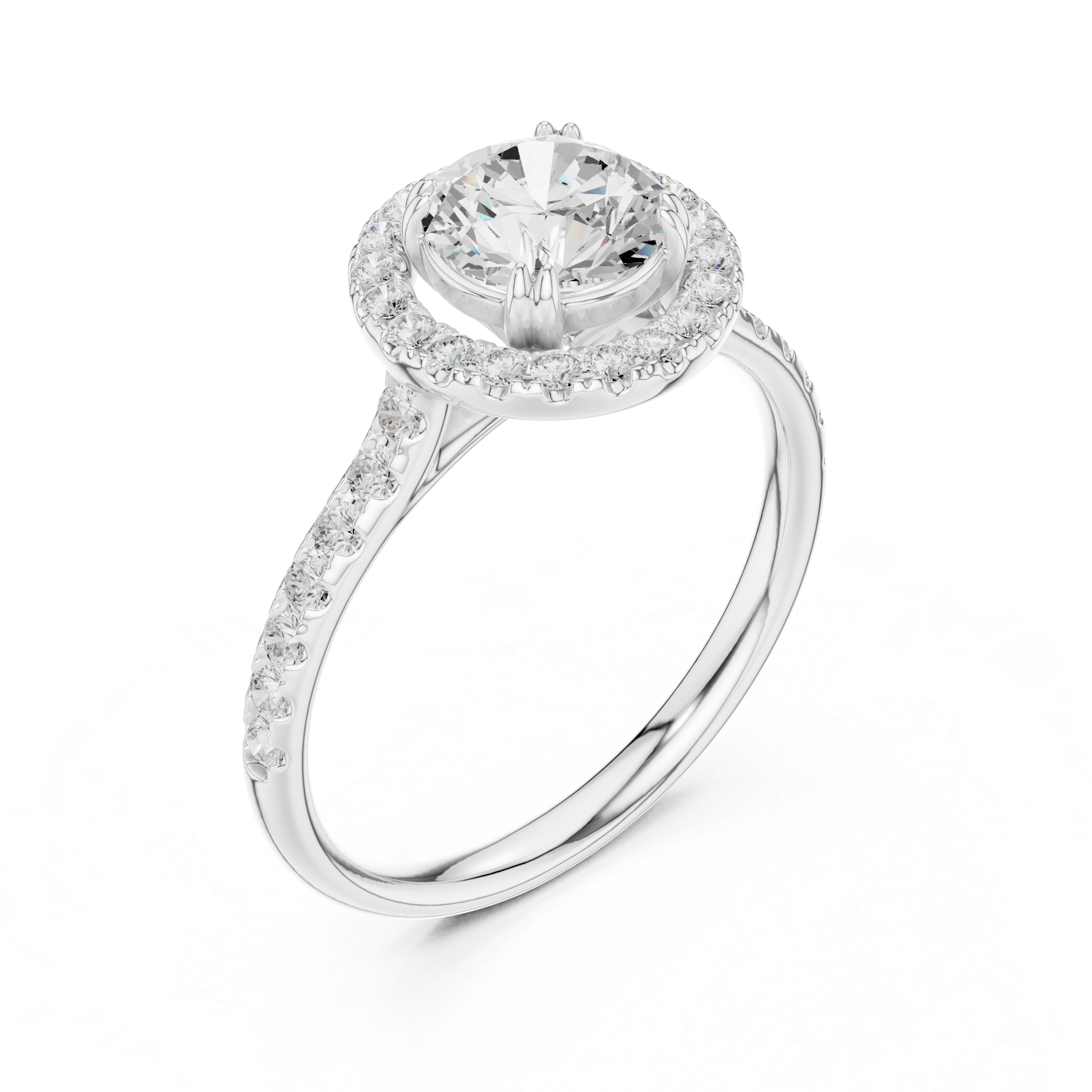 Classic cushion-cut diamond ring with vintage-inspired halo setting and sparkling accents.