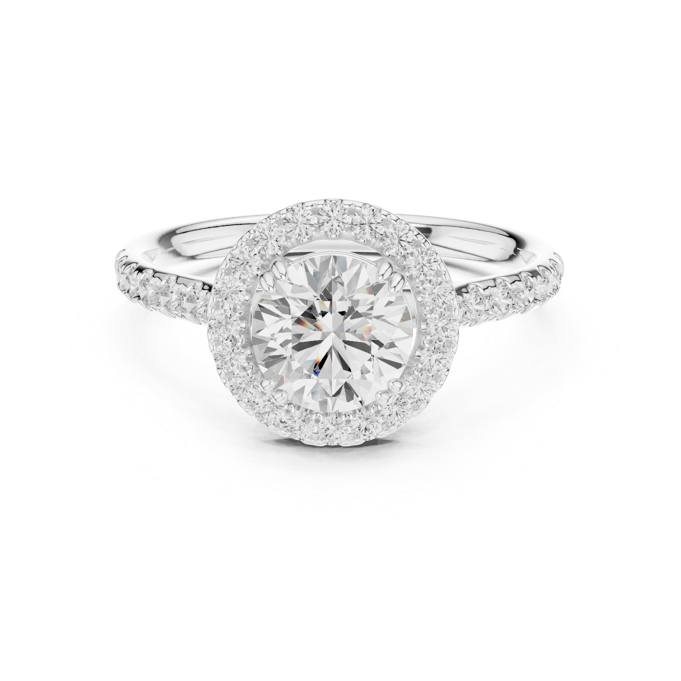 Elegant eternity ring featuring continuous circle of diamonds around the band.