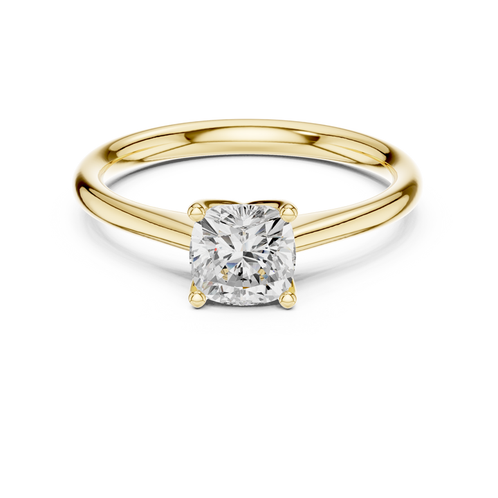 Cushion Cut Peach Gemstone Solitaire Engagement Ring