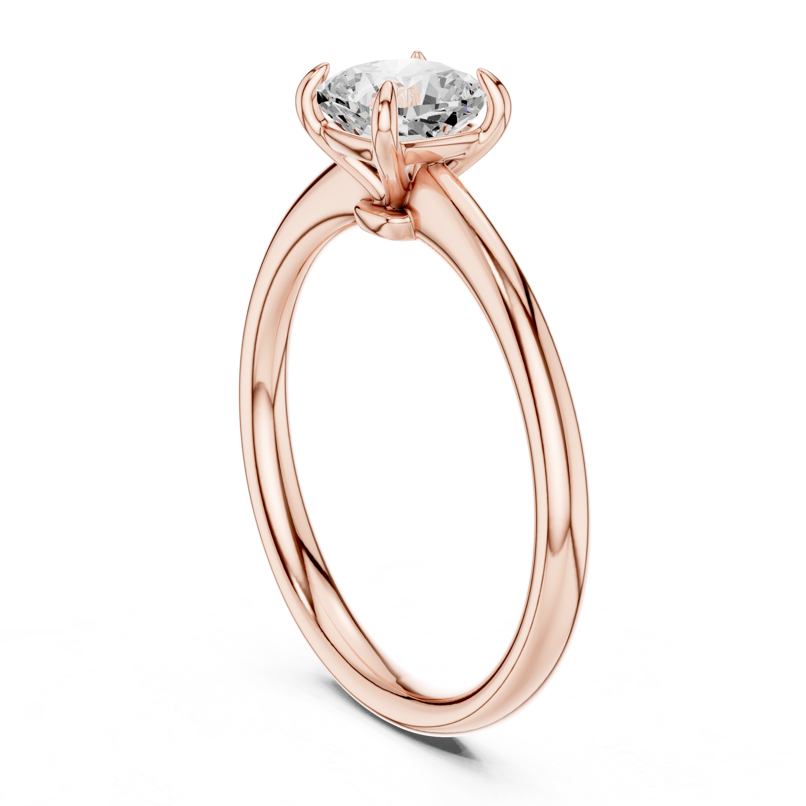Cushion Cut Peach Diamond Solitaire Ring Classic Four Prong
