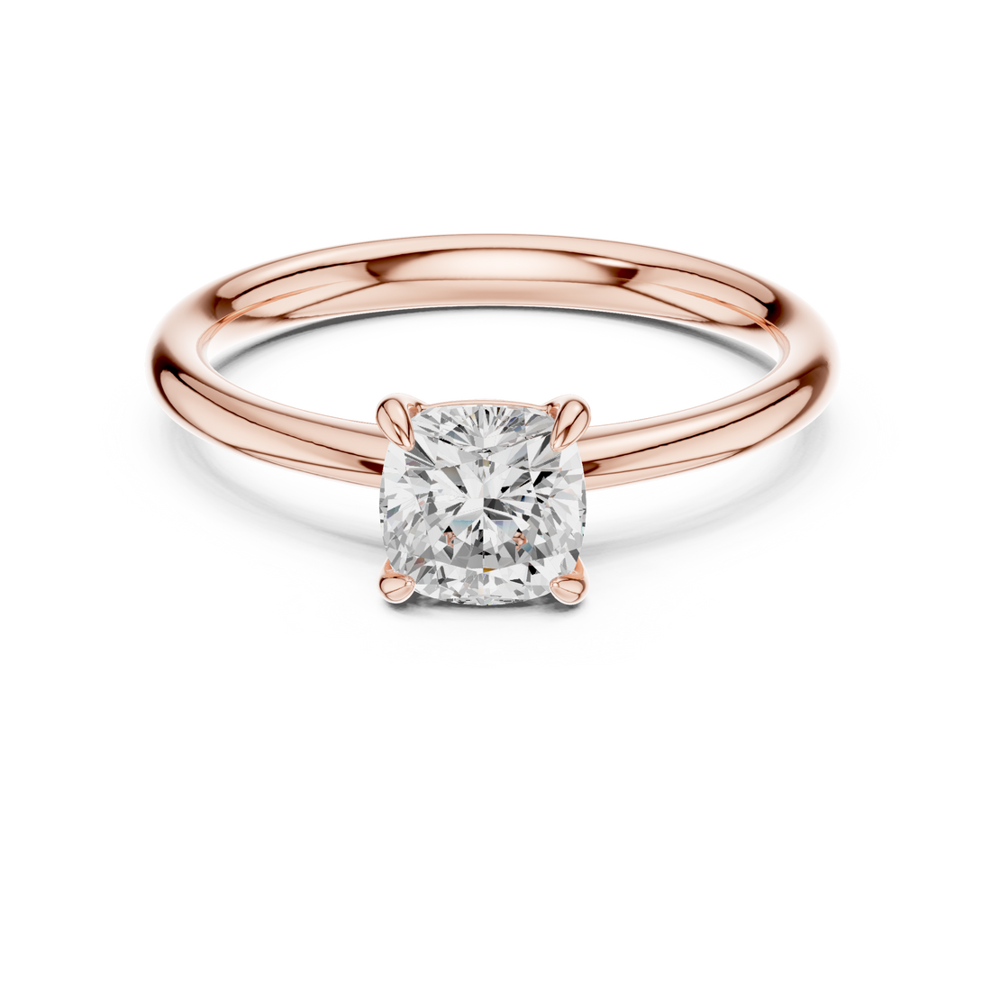 Cushion Cut Peach Diamond Solitaire Ring Classic Four Prong