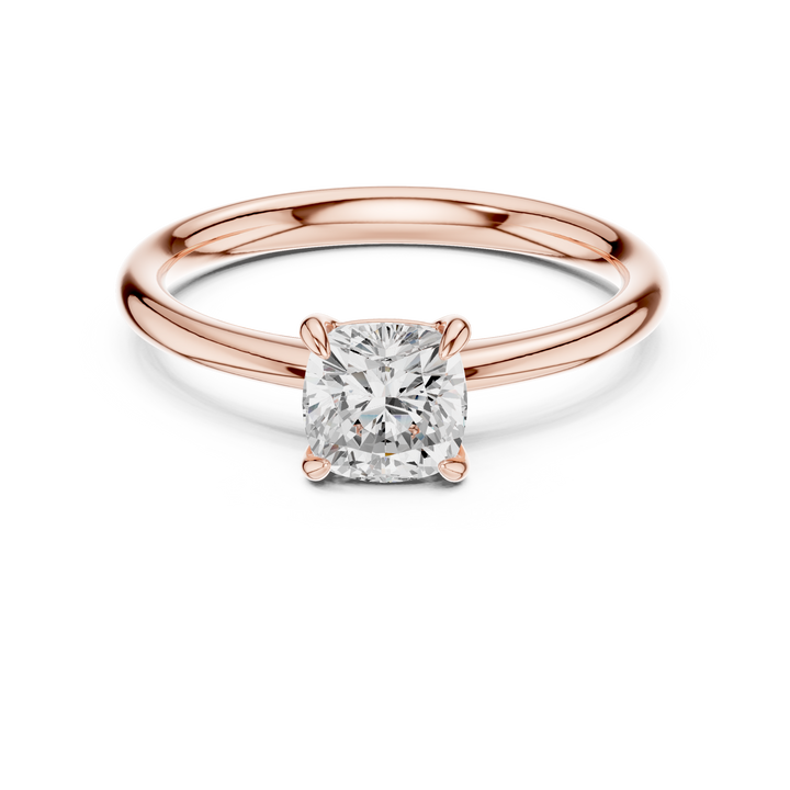 Cushion Cut Peach Diamond Solitaire Ring Classic Four Prong