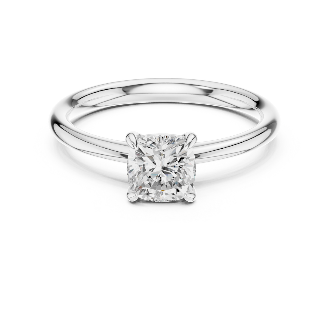 Cushion Cut Peach Diamond Solitaire Ring Classic Four Prong