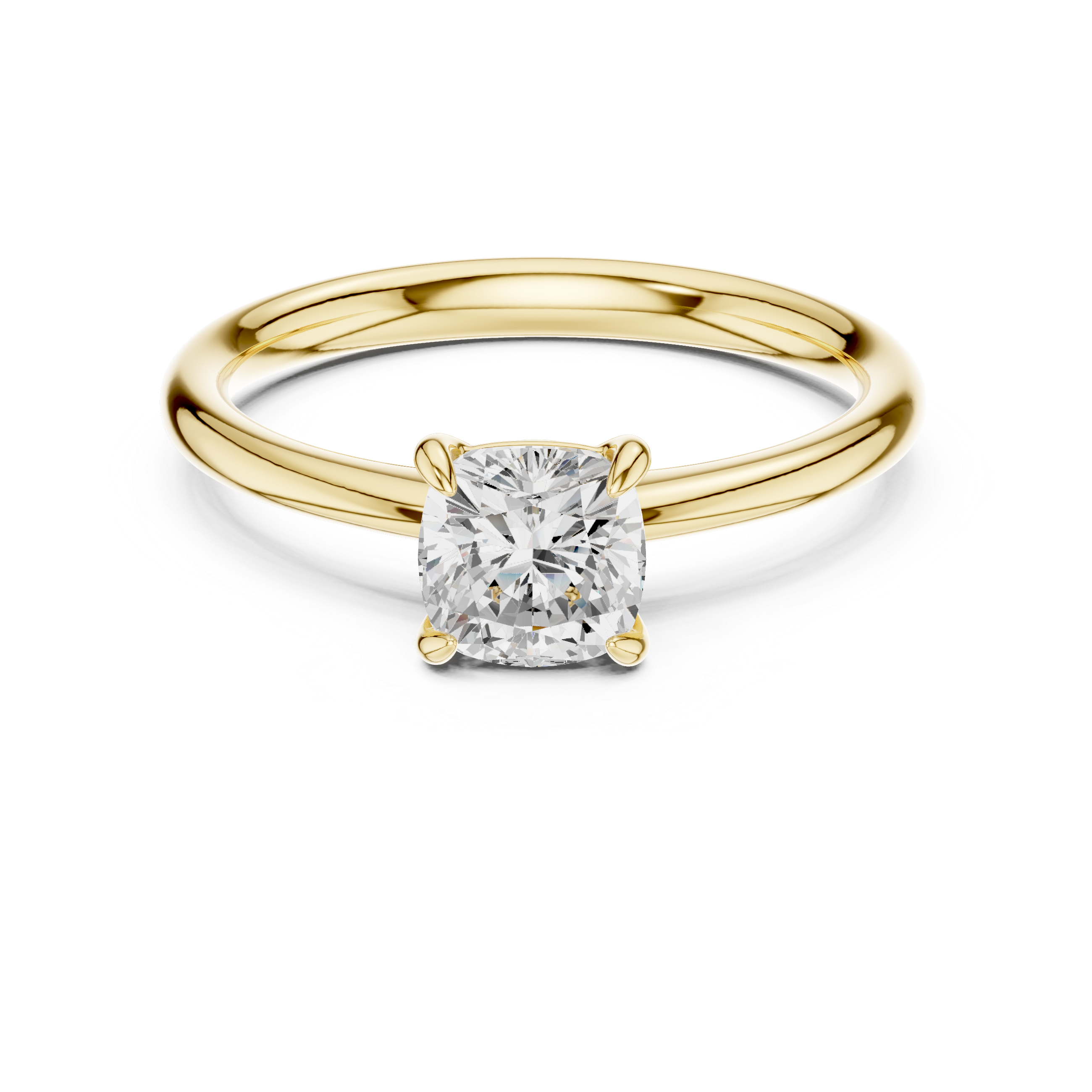 Cushion Cut Peach Diamond Solitaire Ring Classic Four Prong