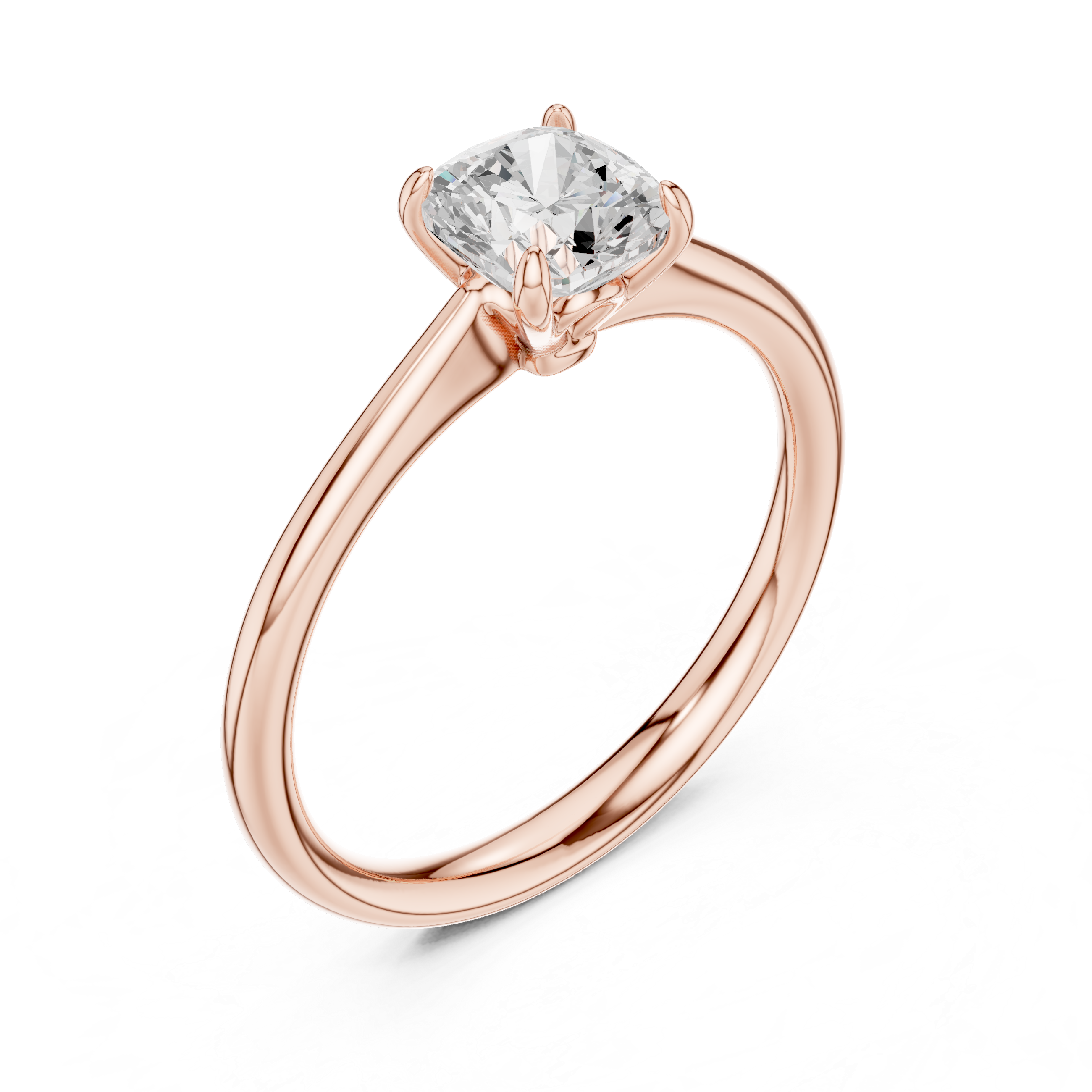 Cushion Cut Peach Gemstone Solitaire Ring