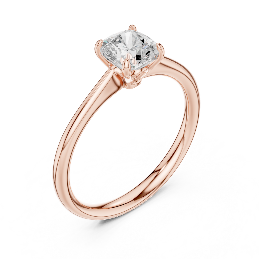 Cushion Cut Peach Gemstone Solitaire Ring