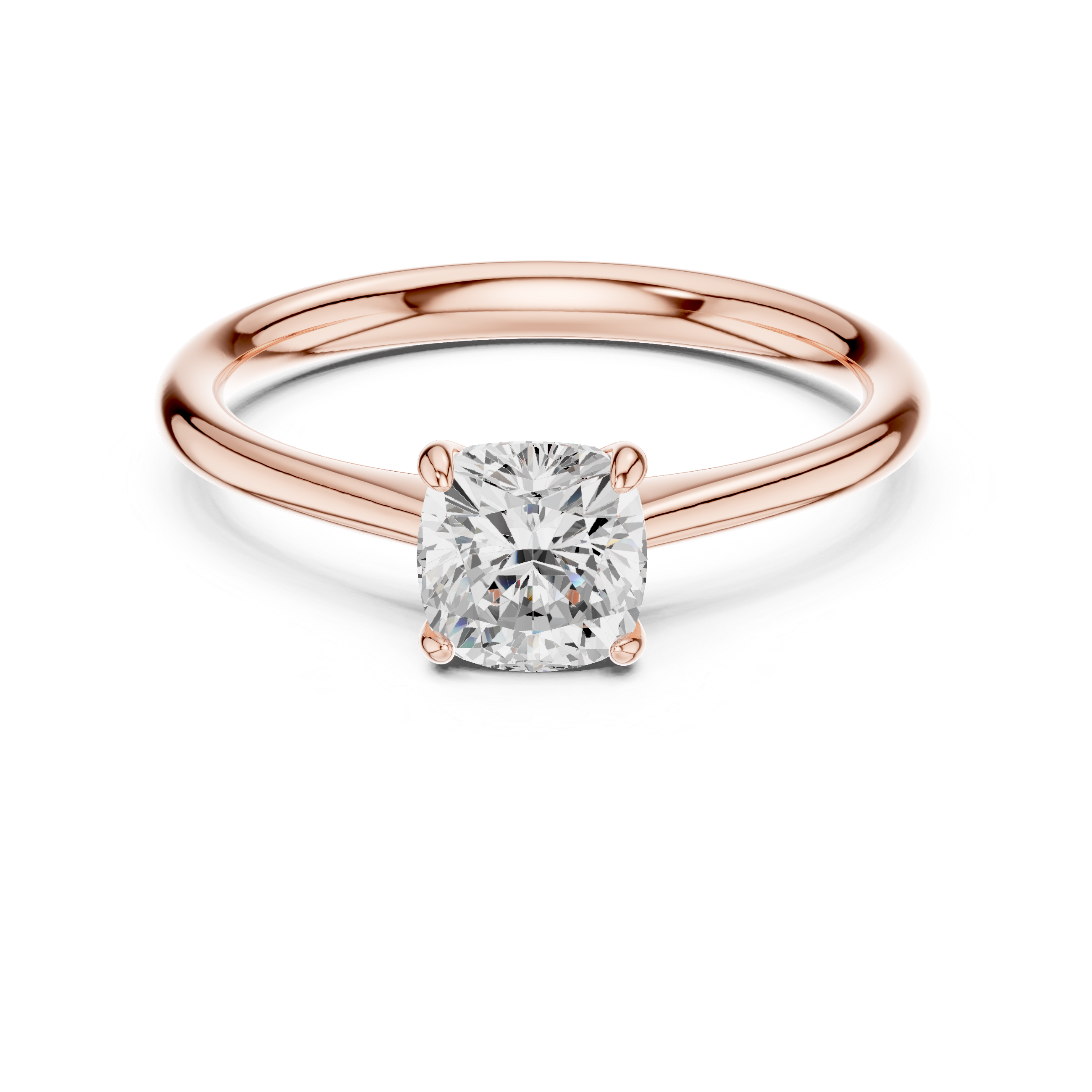 Cushion Cut Peach Gemstone Solitaire Ring