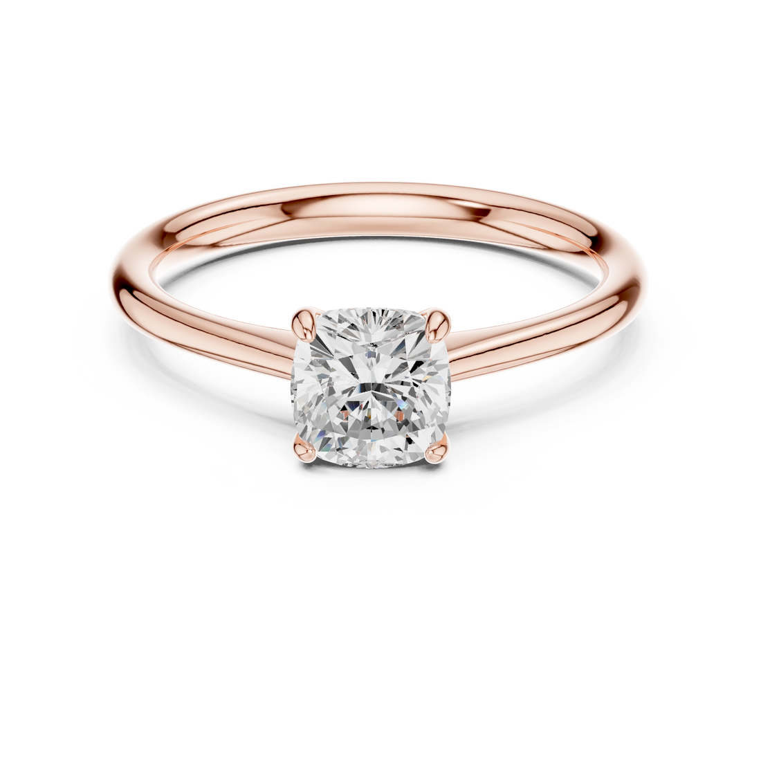 Cushion Cut Peach Gemstone Solitaire Ring