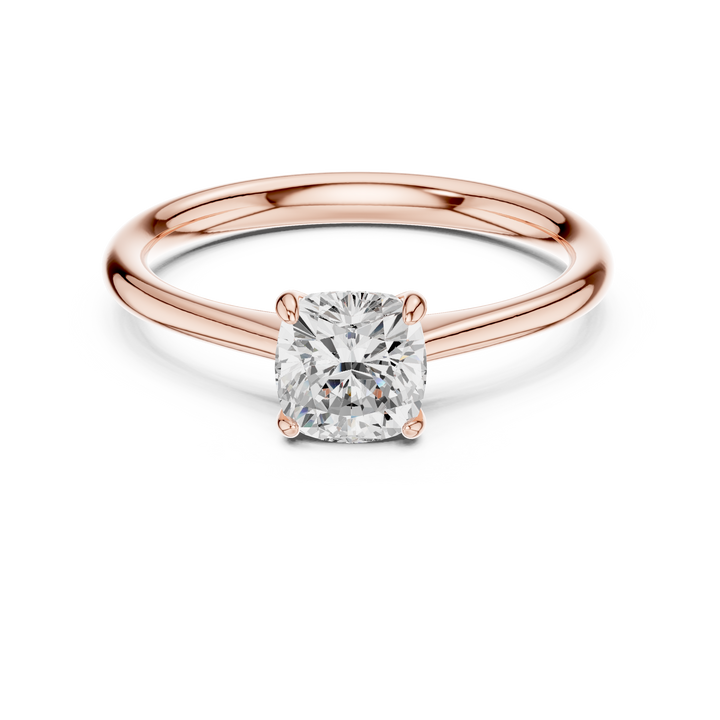 Cushion Cut Peach Gemstone Solitaire Ring