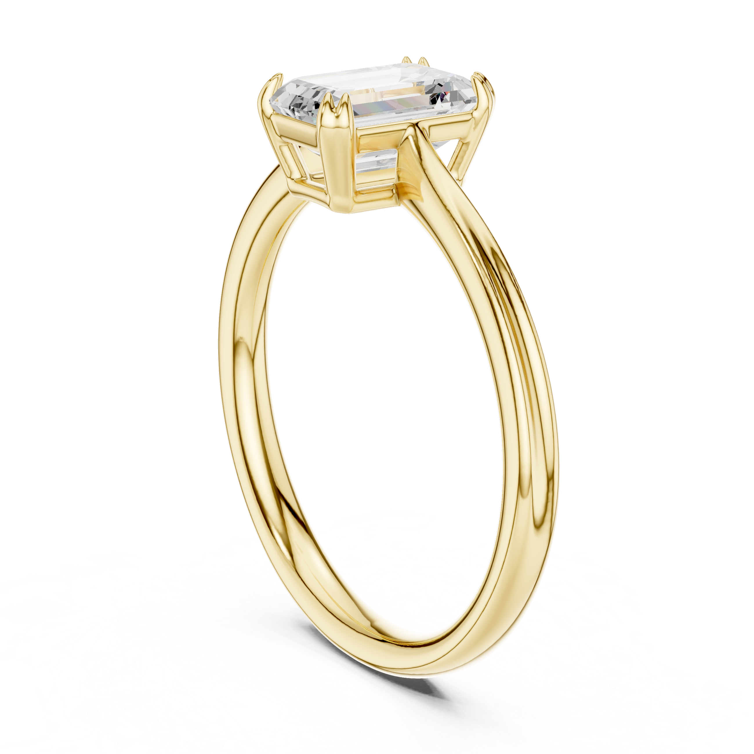 Emerald Cut Pink Gemstone Solitaire Engagement Ring